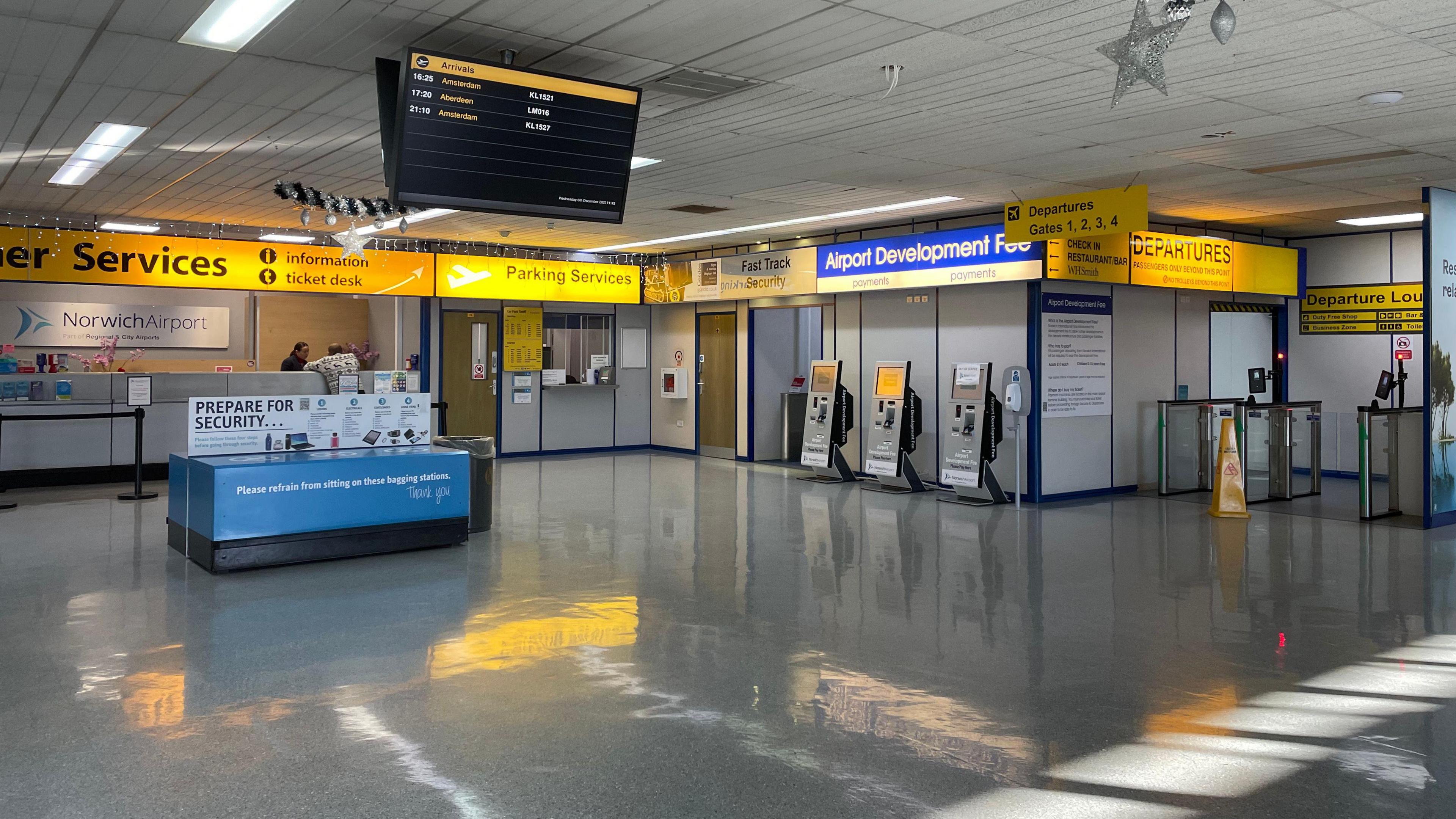 Inside of Norwich international airport