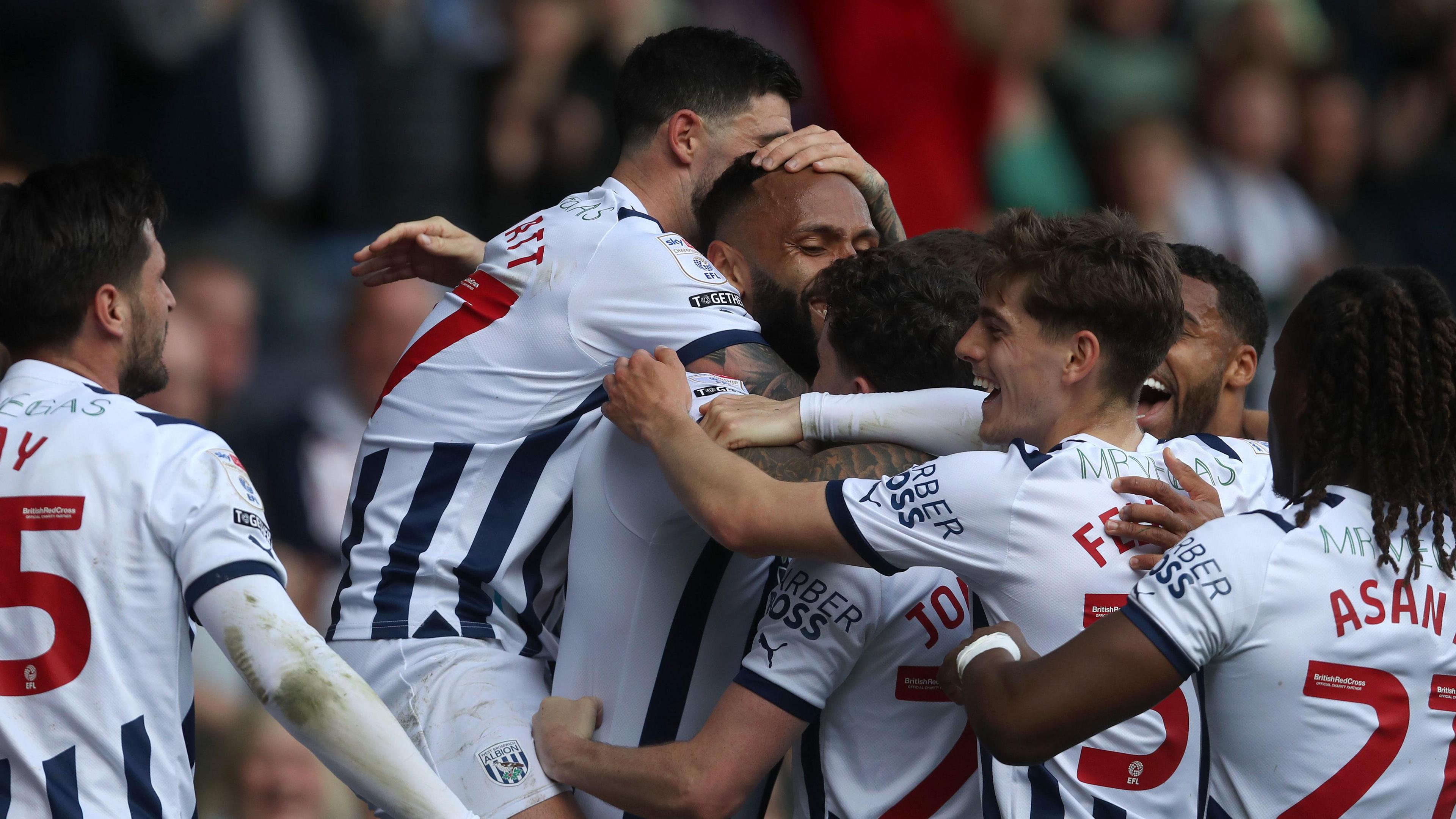 Kyle Bartley (West Brom) celebrates scoring for West Brom