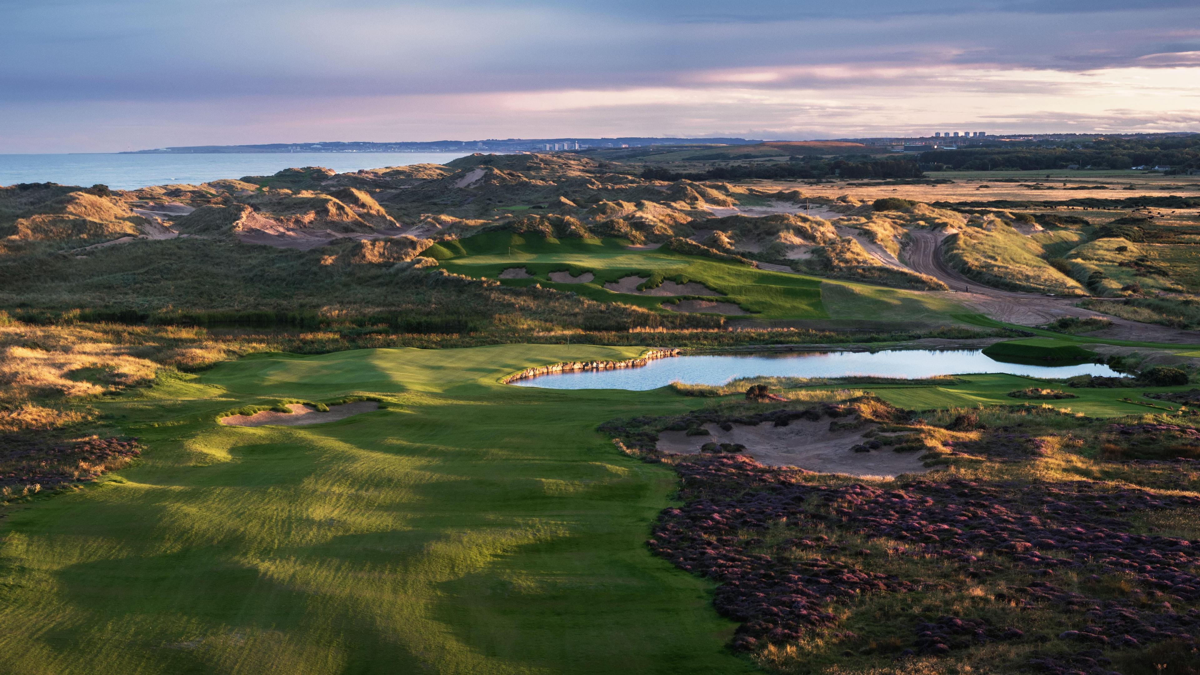 An aerial image of the new MacLeod course at Trump International Golf Links in Aberdeenshire