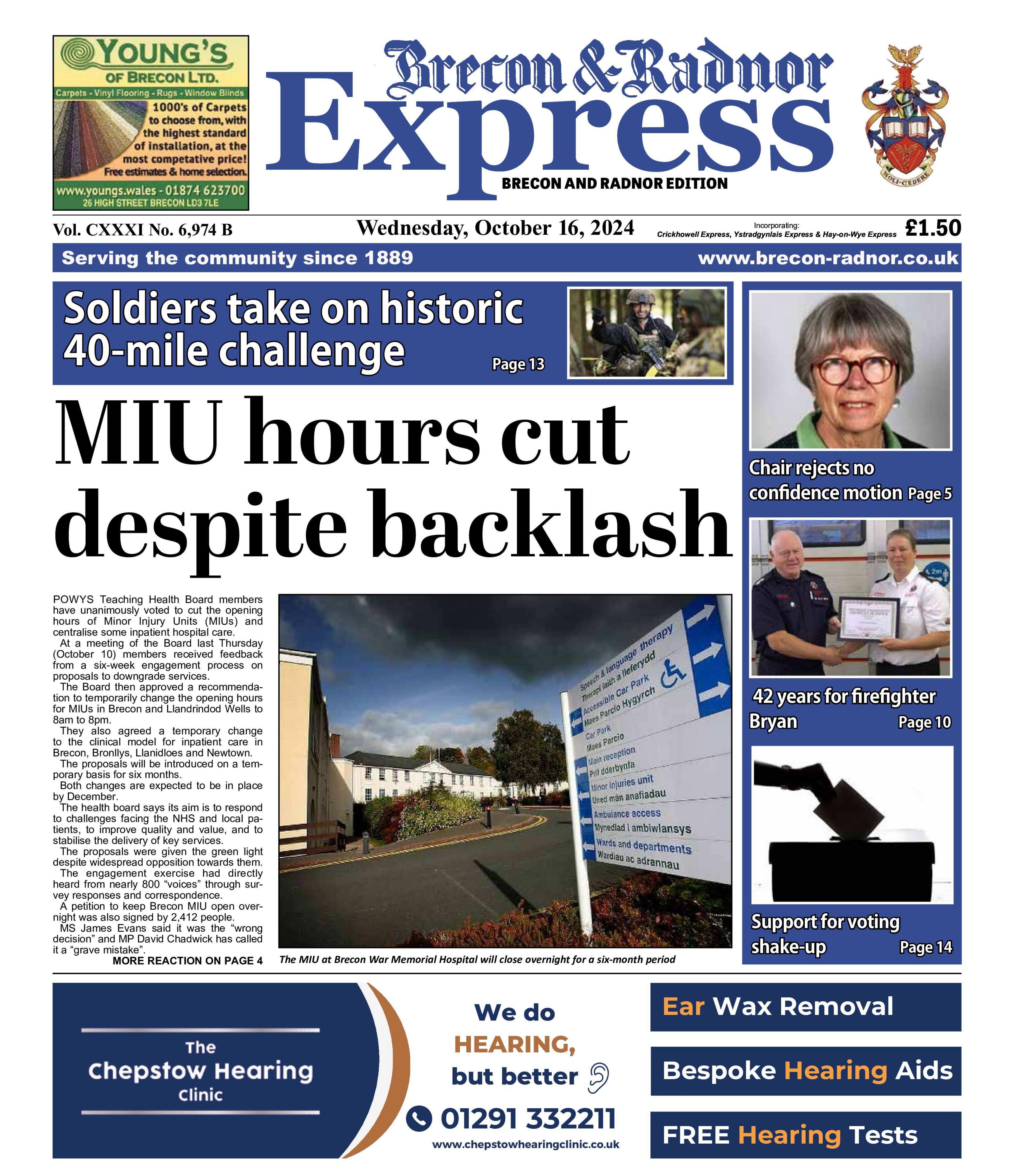 Brecon and Radnor Express front page