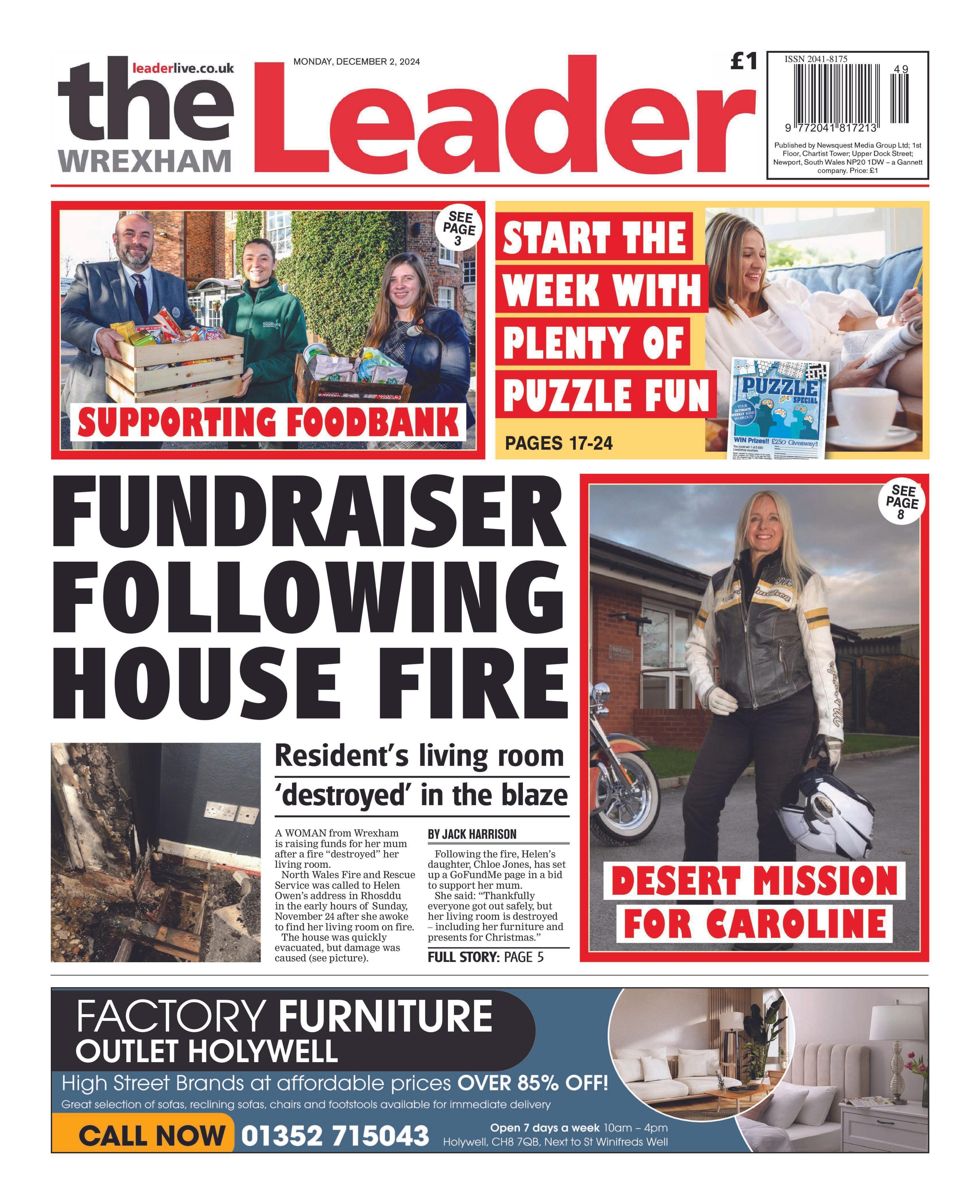 Front page of the Wrexham Leader