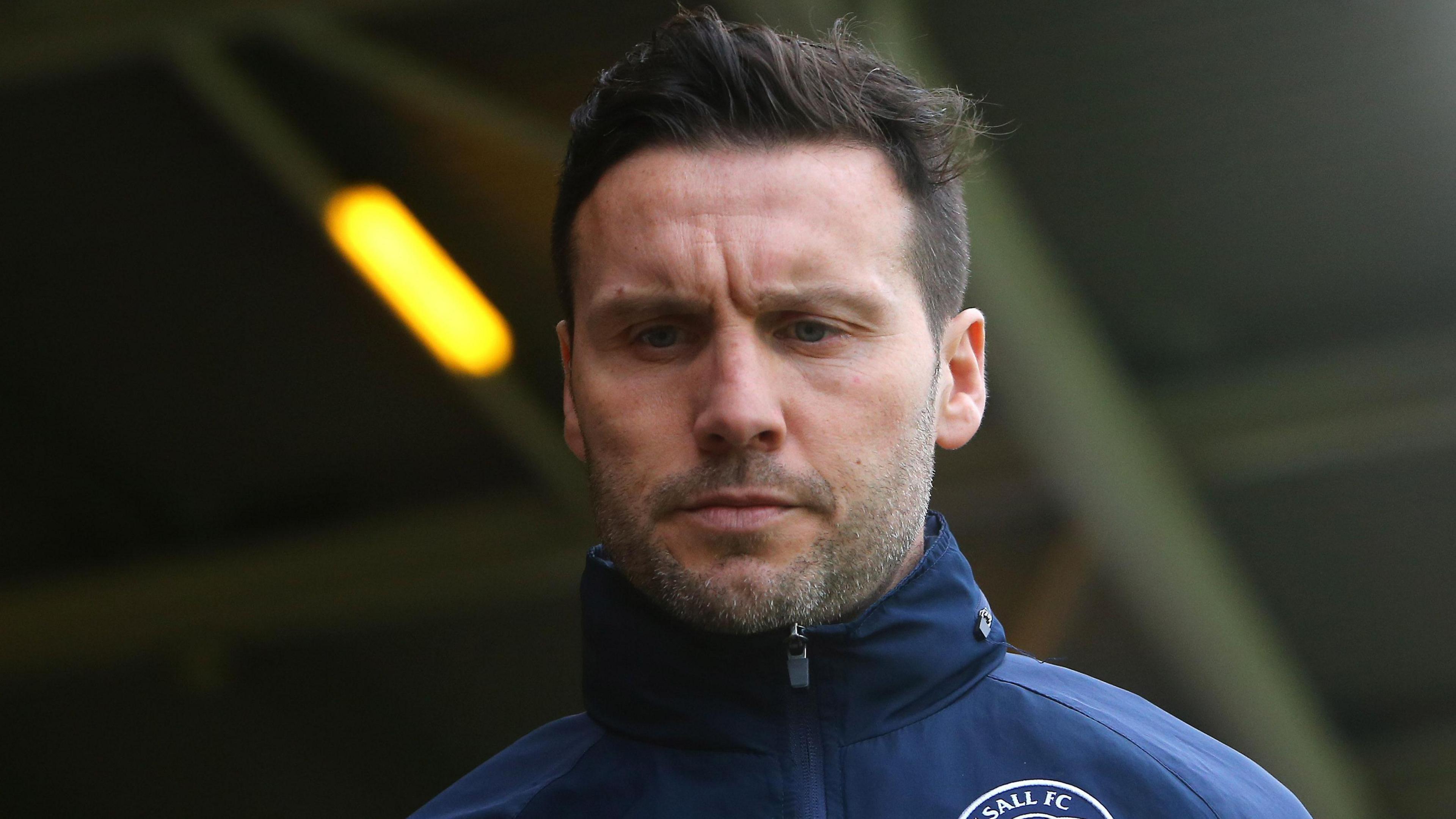 Mat Sadler on the touchline during Walsall's League Two match with Accrington Stanley