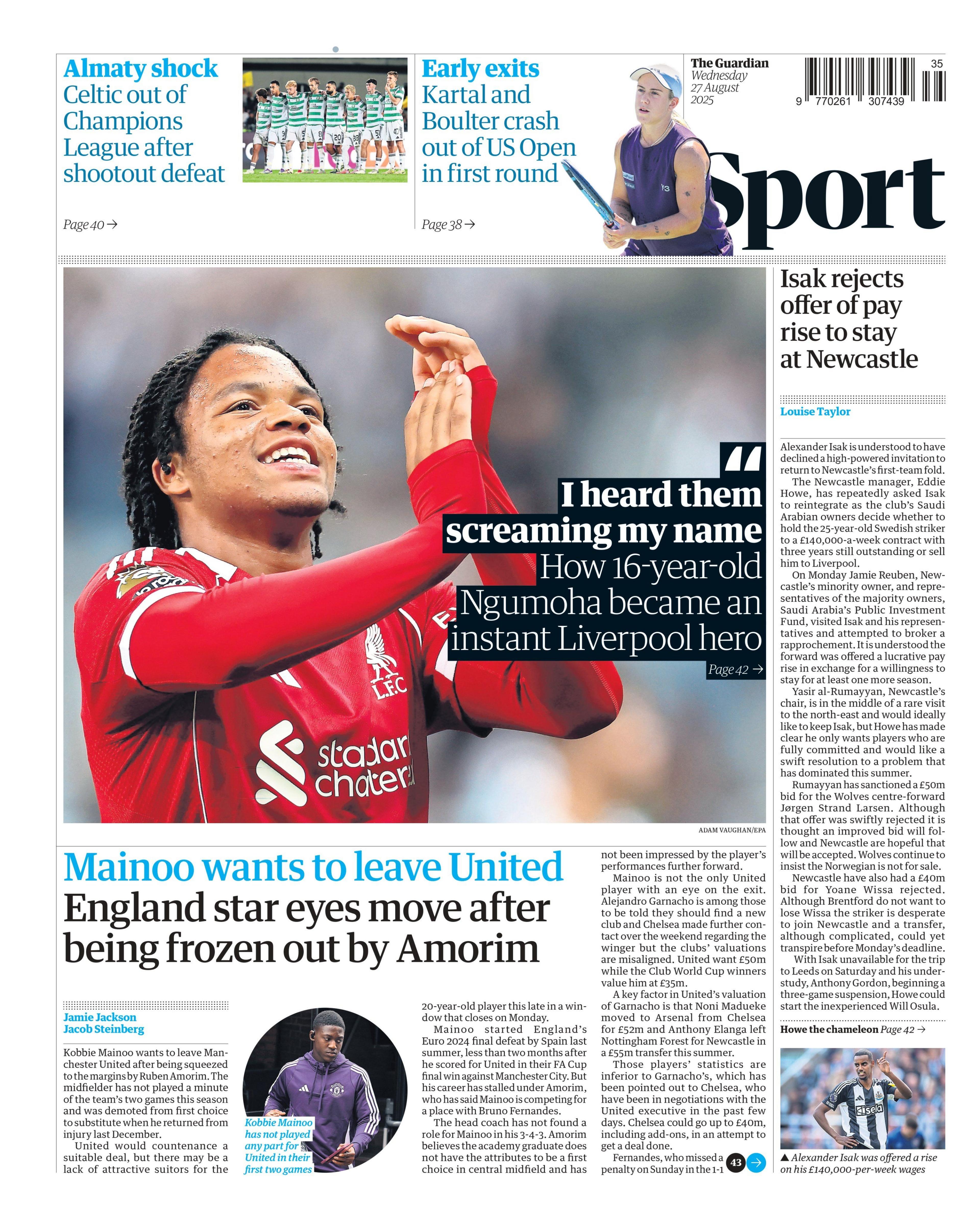 Guardian sports section