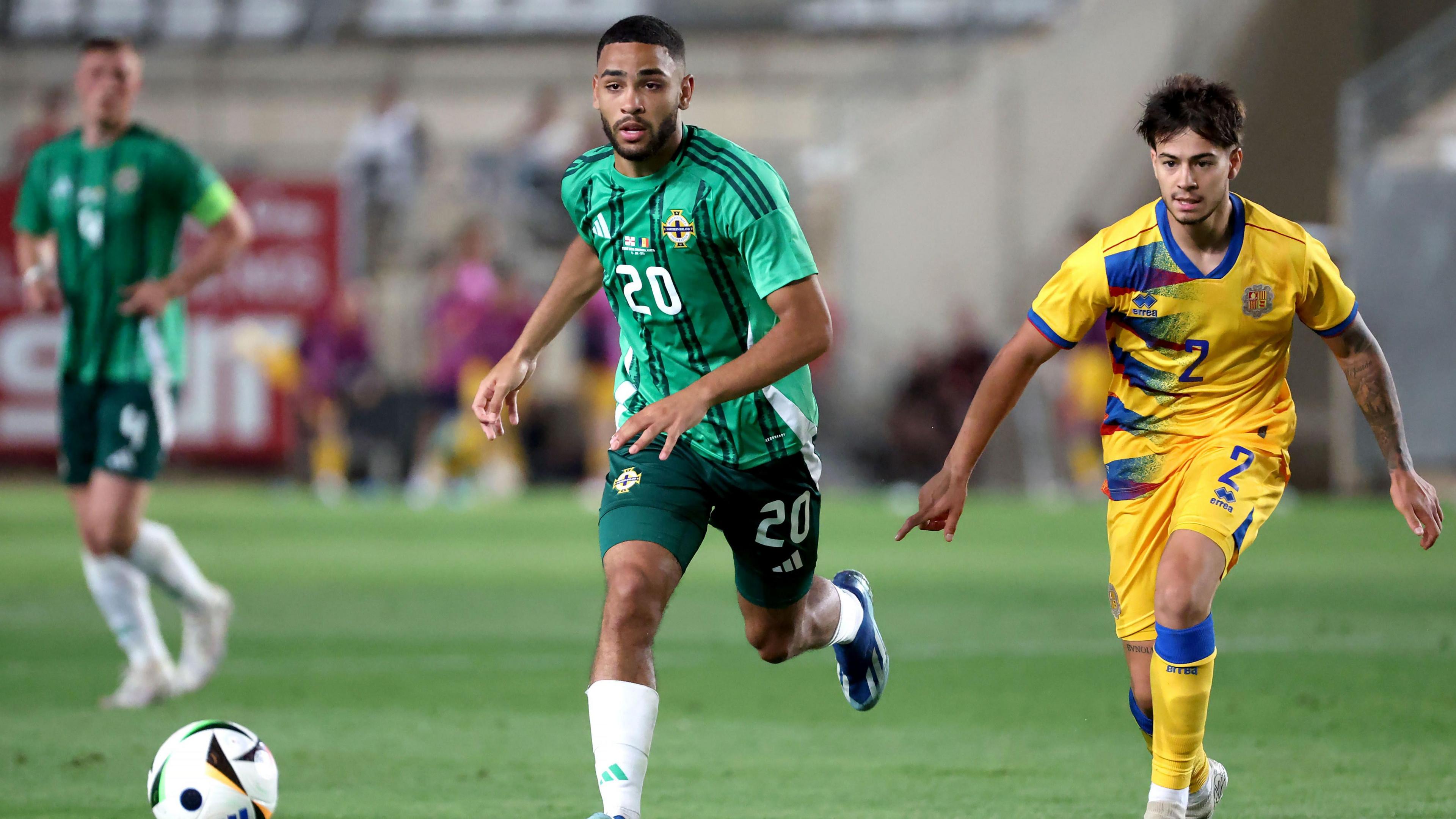 Brodie Spencer on the ball against Andorra