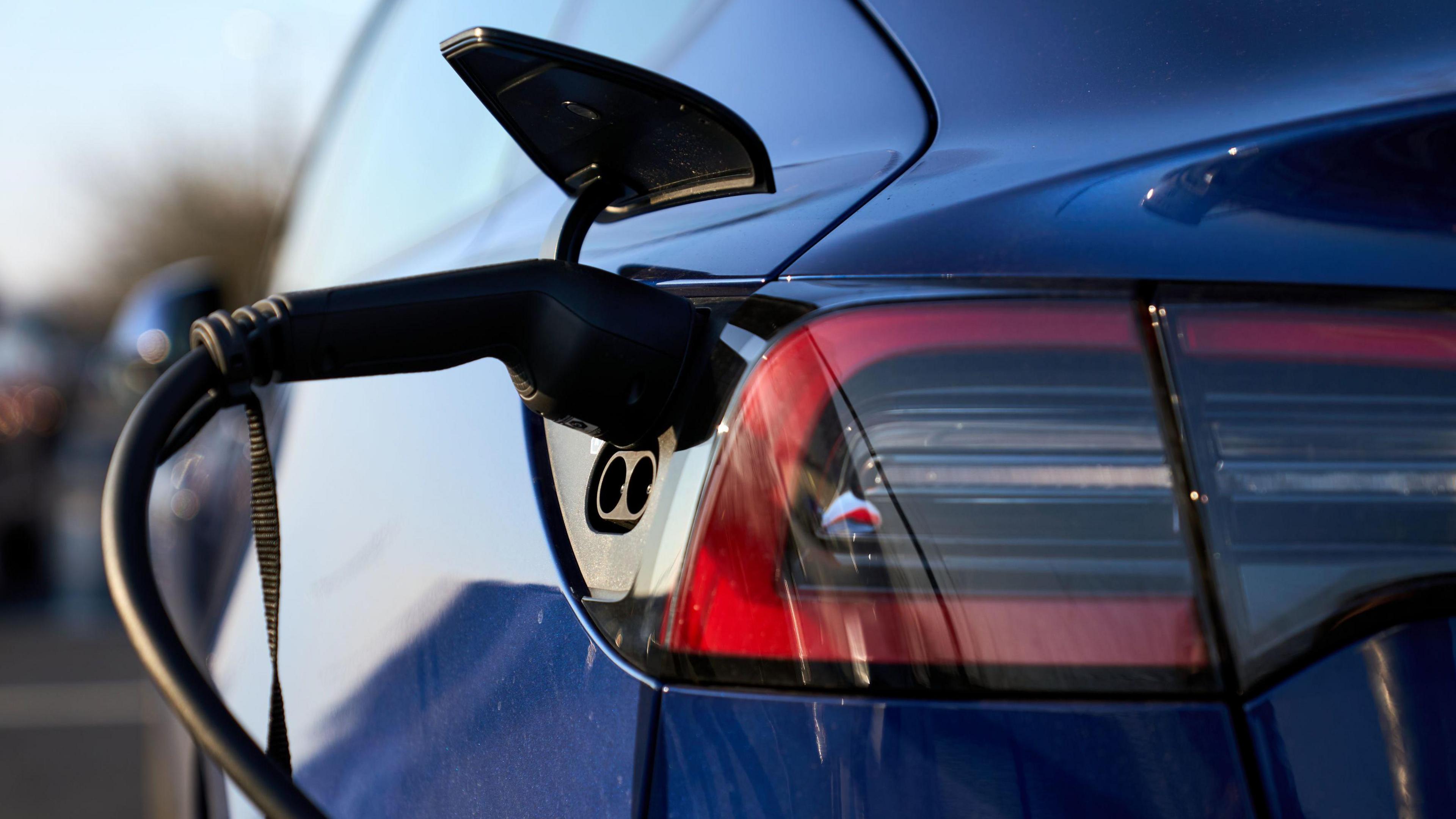 An electric car charging.