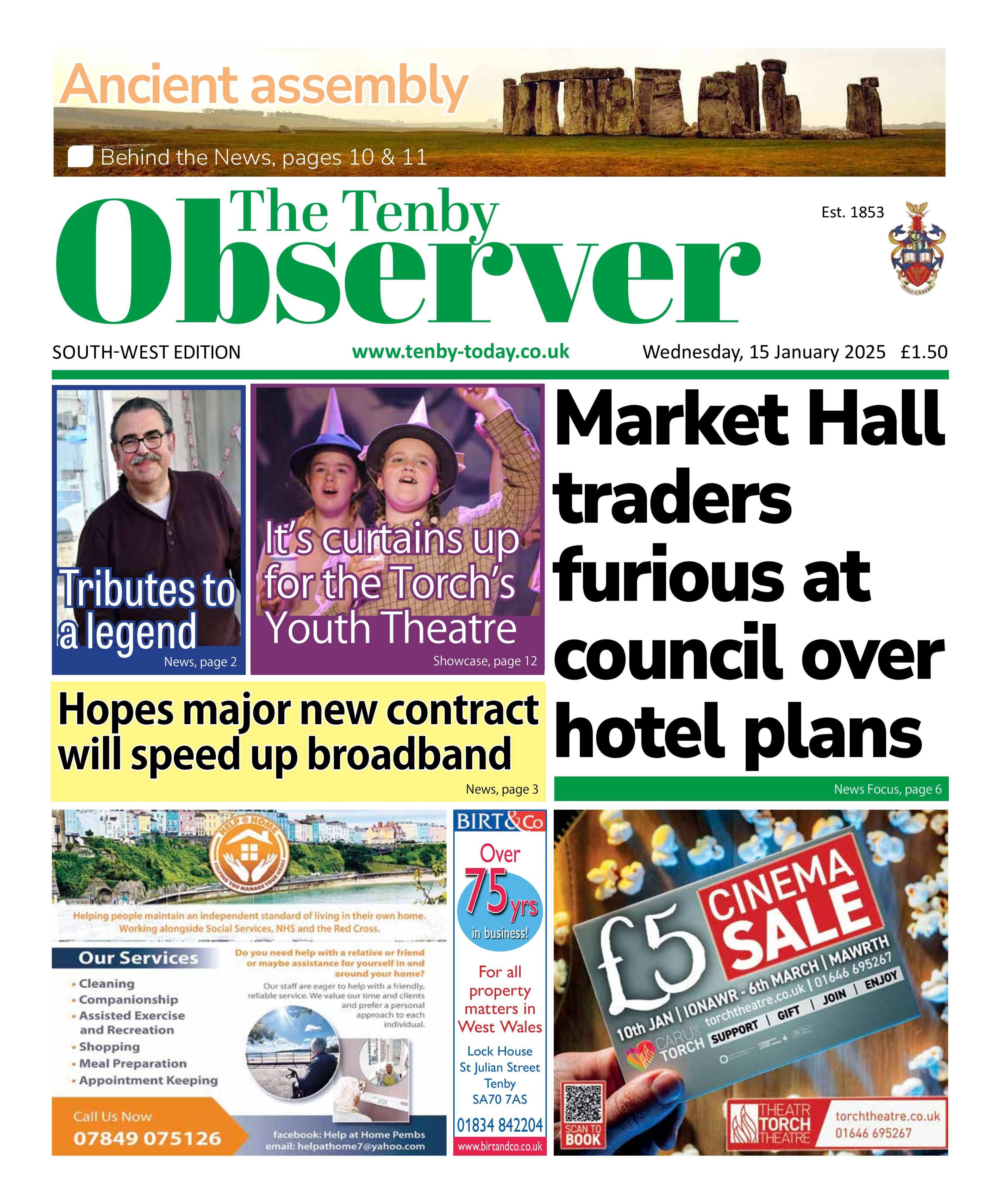 Tenby Observer front page