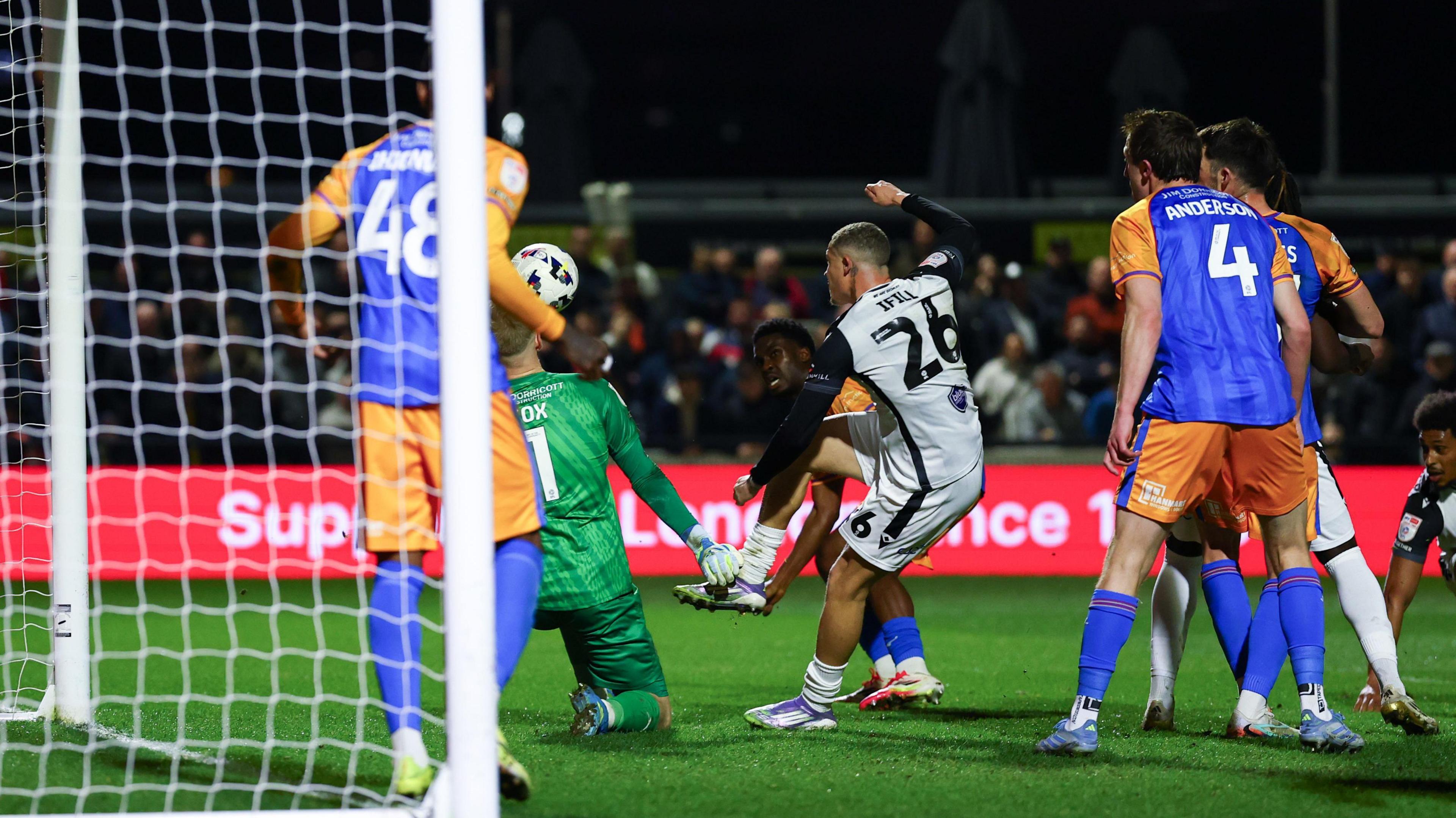 Marcus Ifill scores for Bromley against Shrewsbury