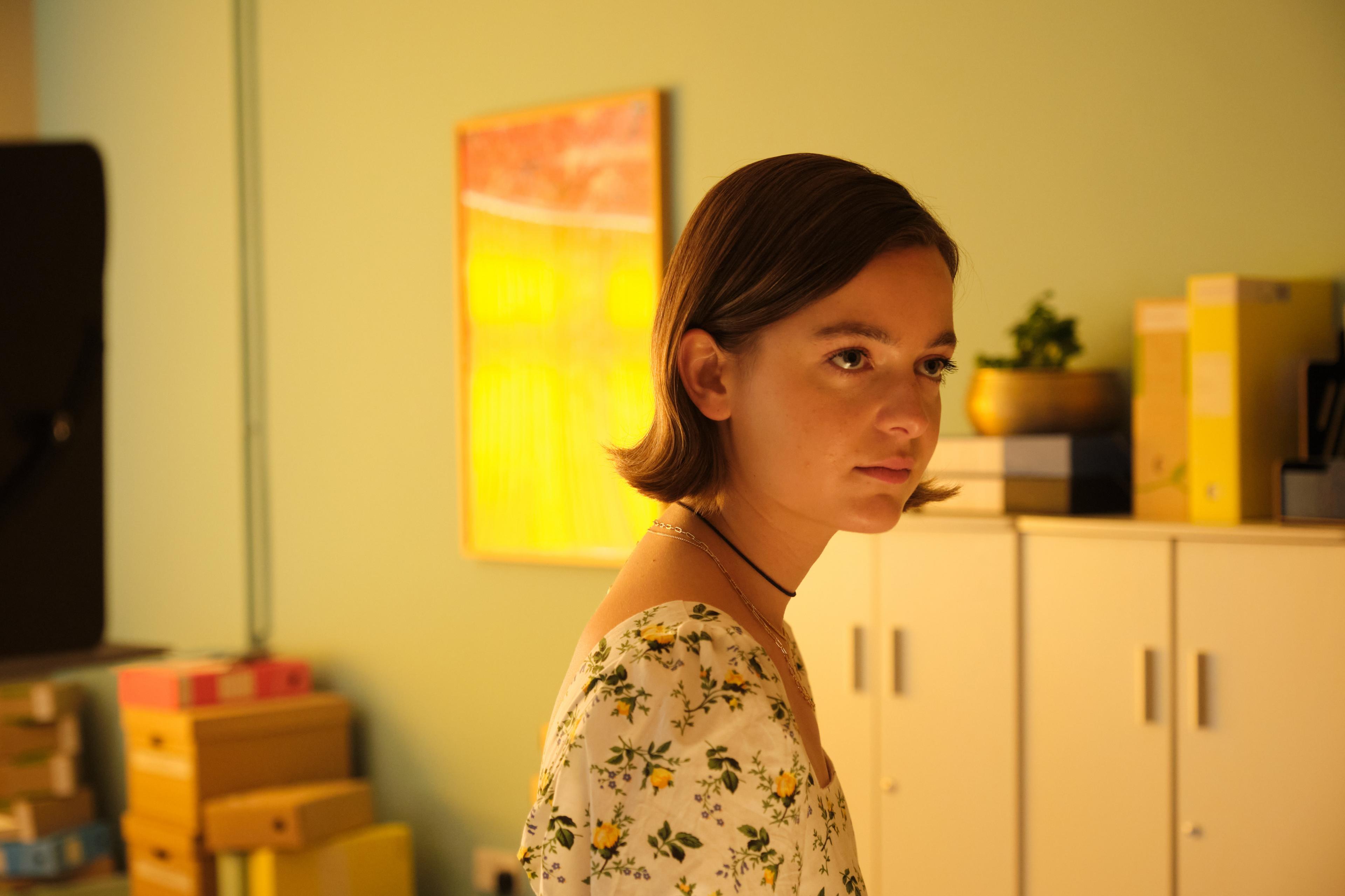 Image from the BBC series Showtrial of Talitha looking towards the camera