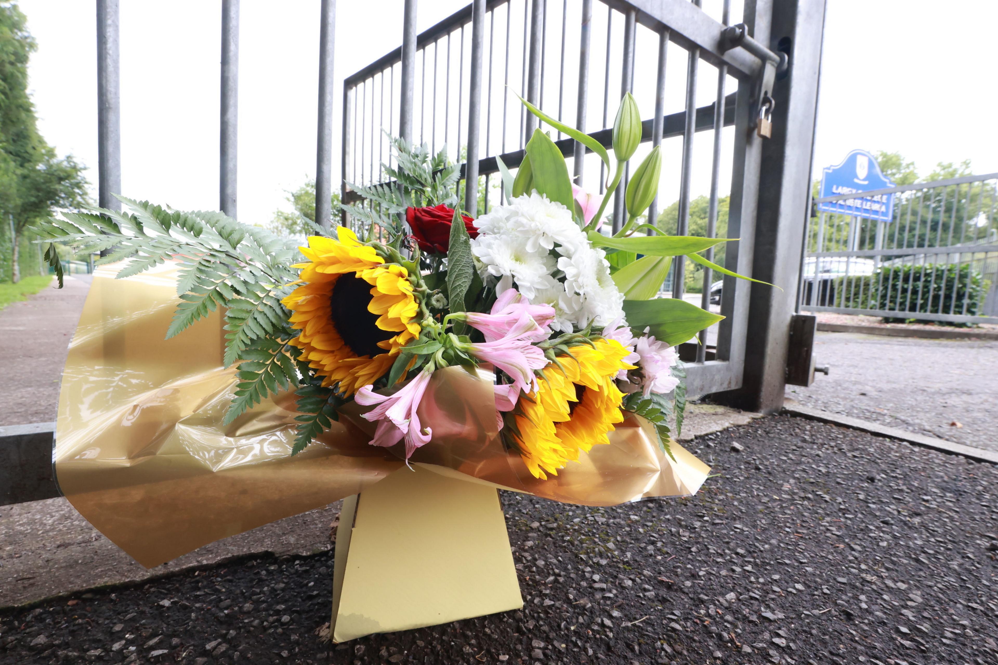 Floral tribute outside the girls' school