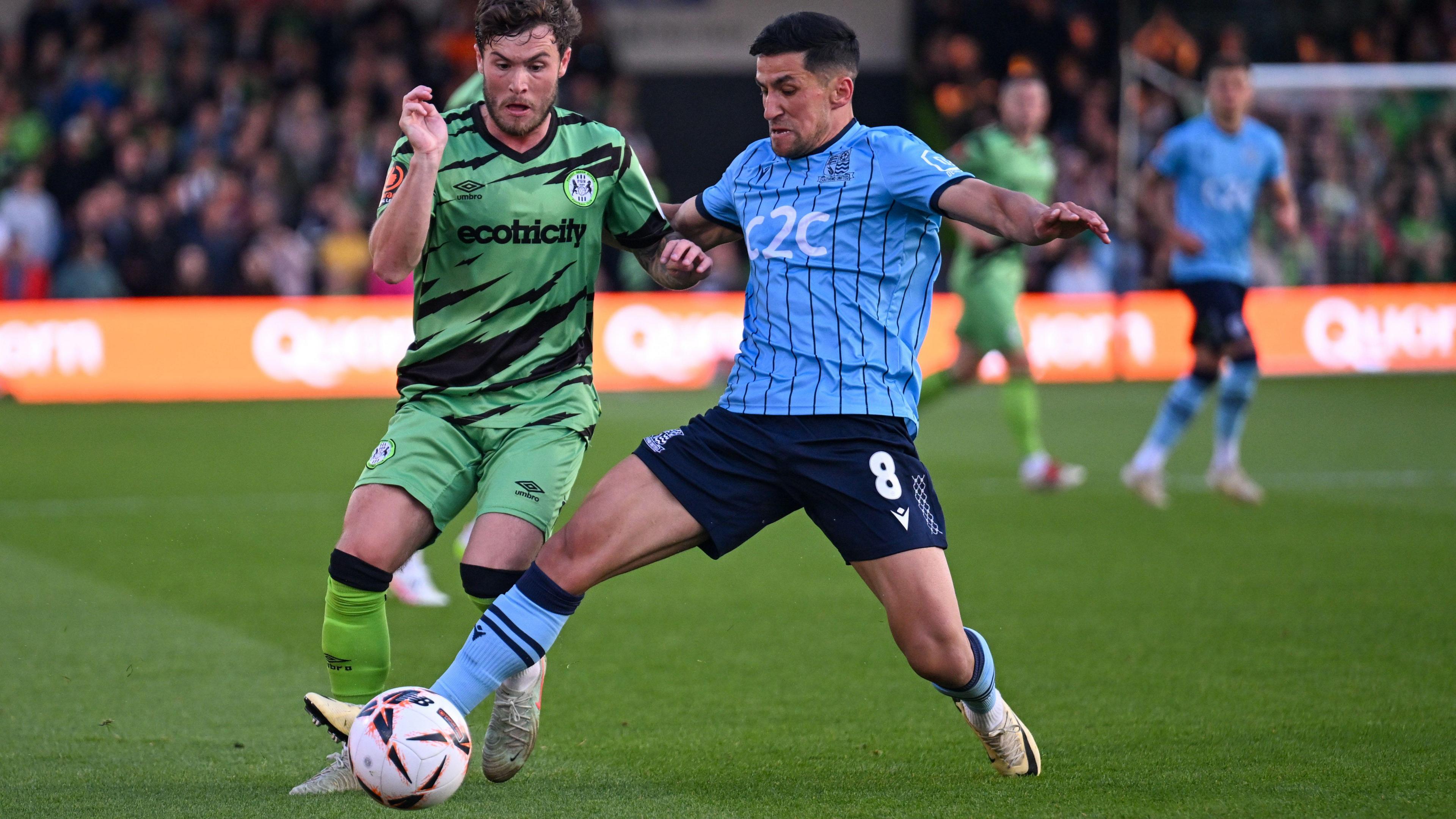 Forest Green Rovers and Southend United in action during their National League play-off semi-final