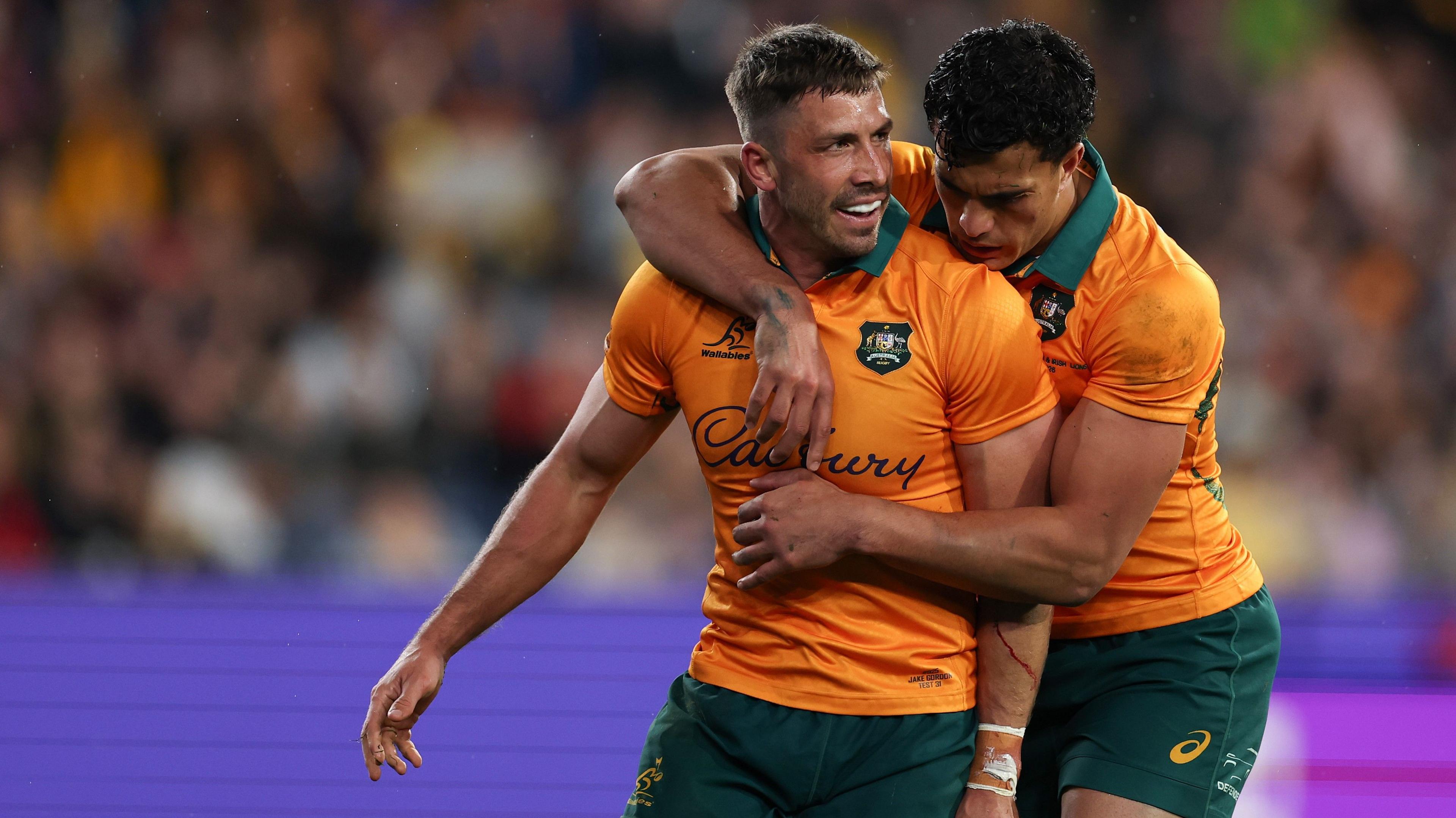 Australia celebrate a try