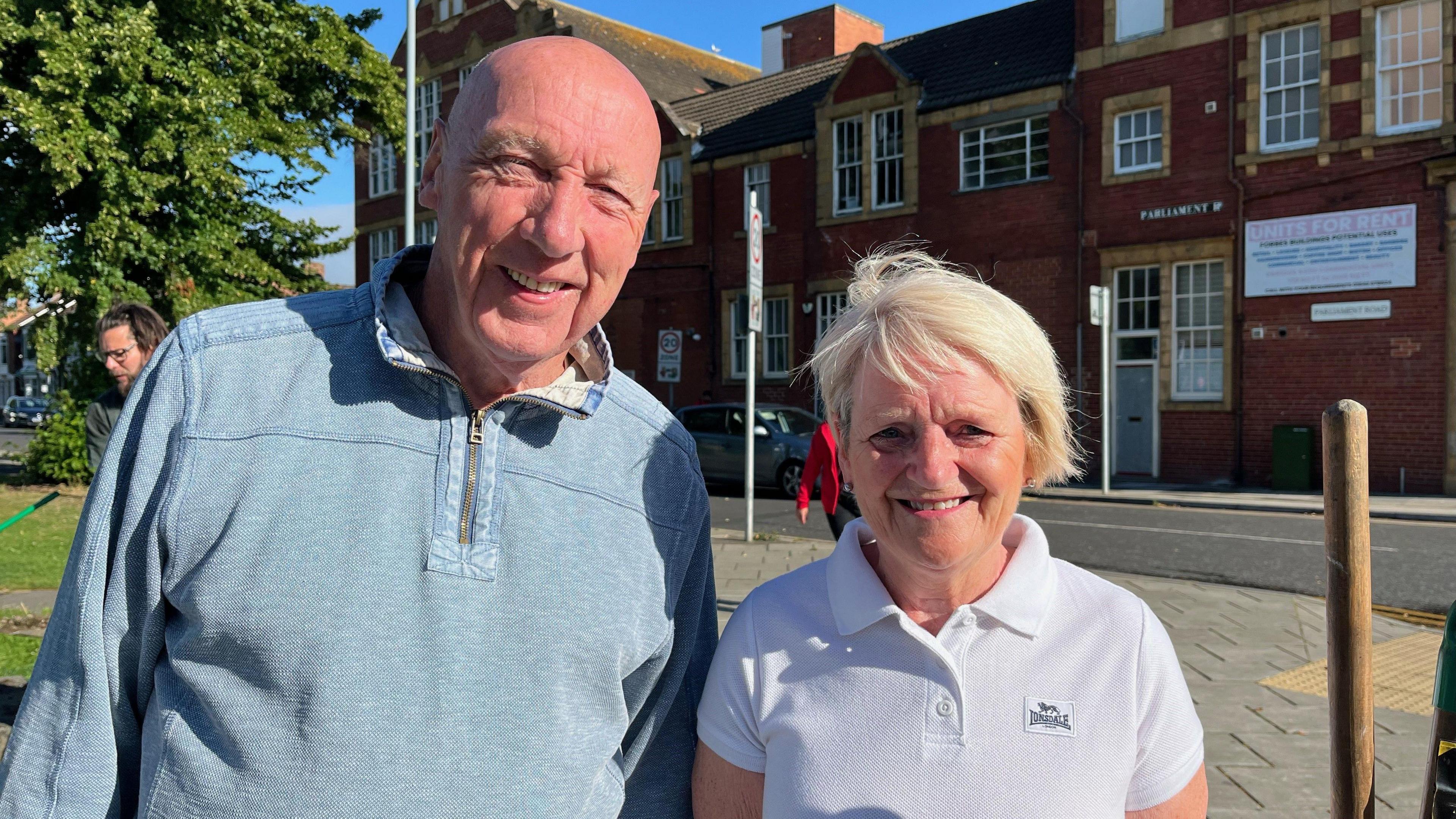 Stan and Elaine Johnson on Middlesbrough's Parliament Road