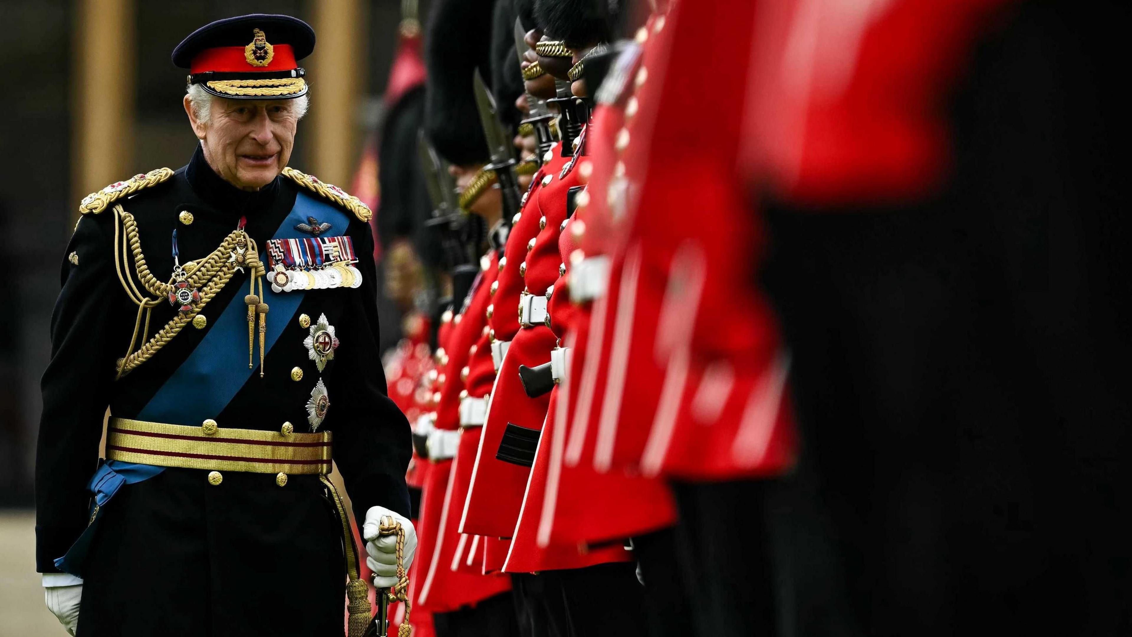 King Charles with the Irish Guards