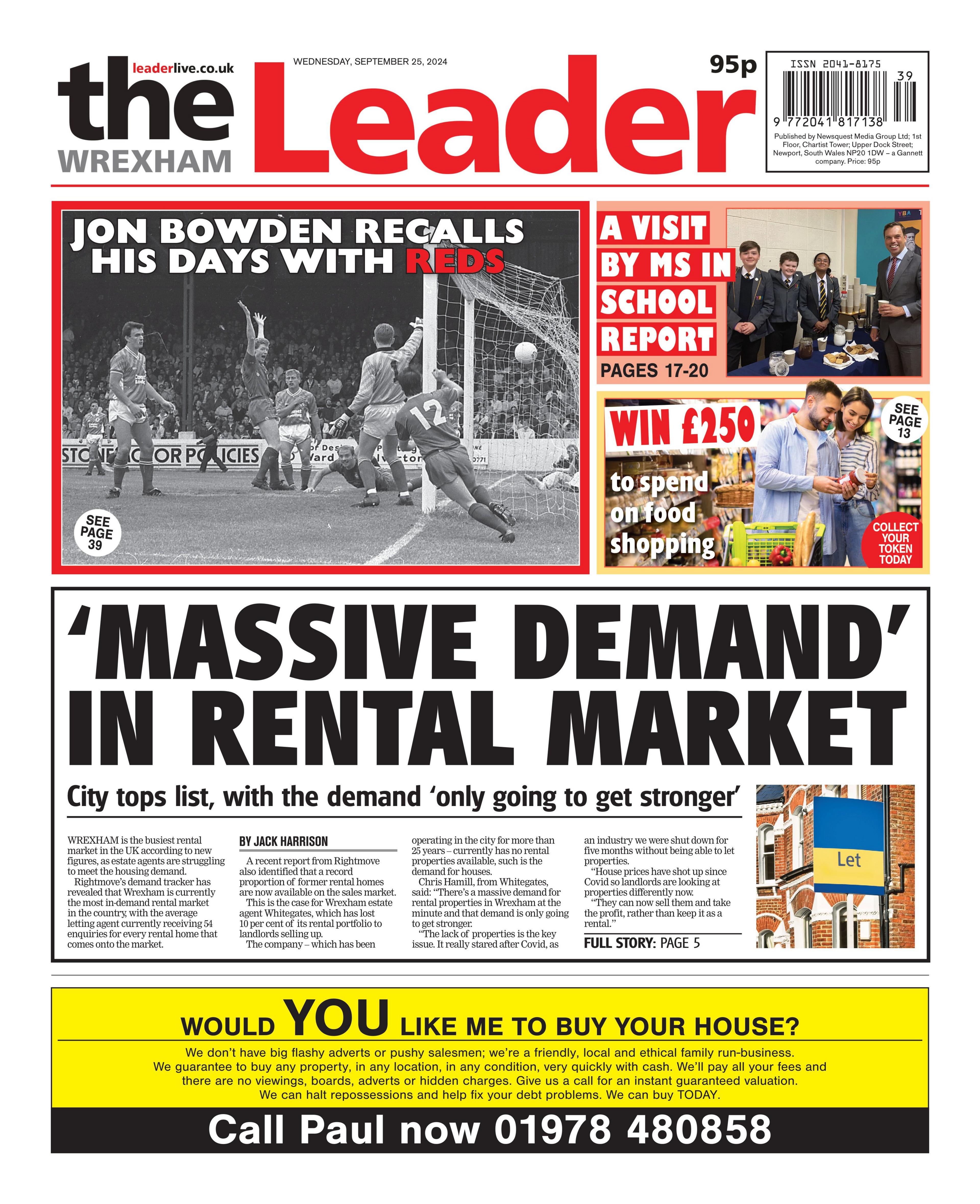 Front page of Wrexham Leader