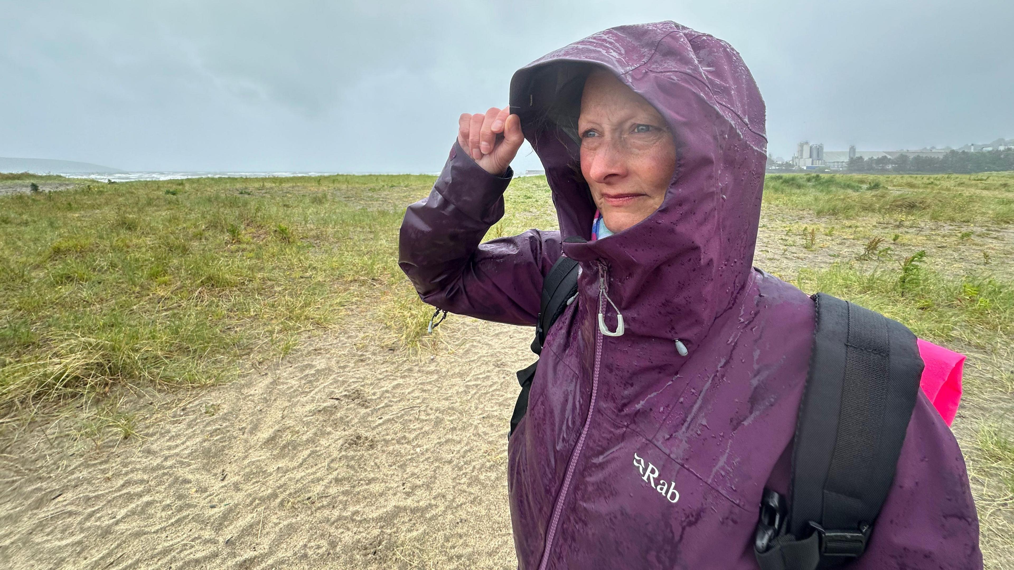 Campaigner Jenny Tagney standing in the rain