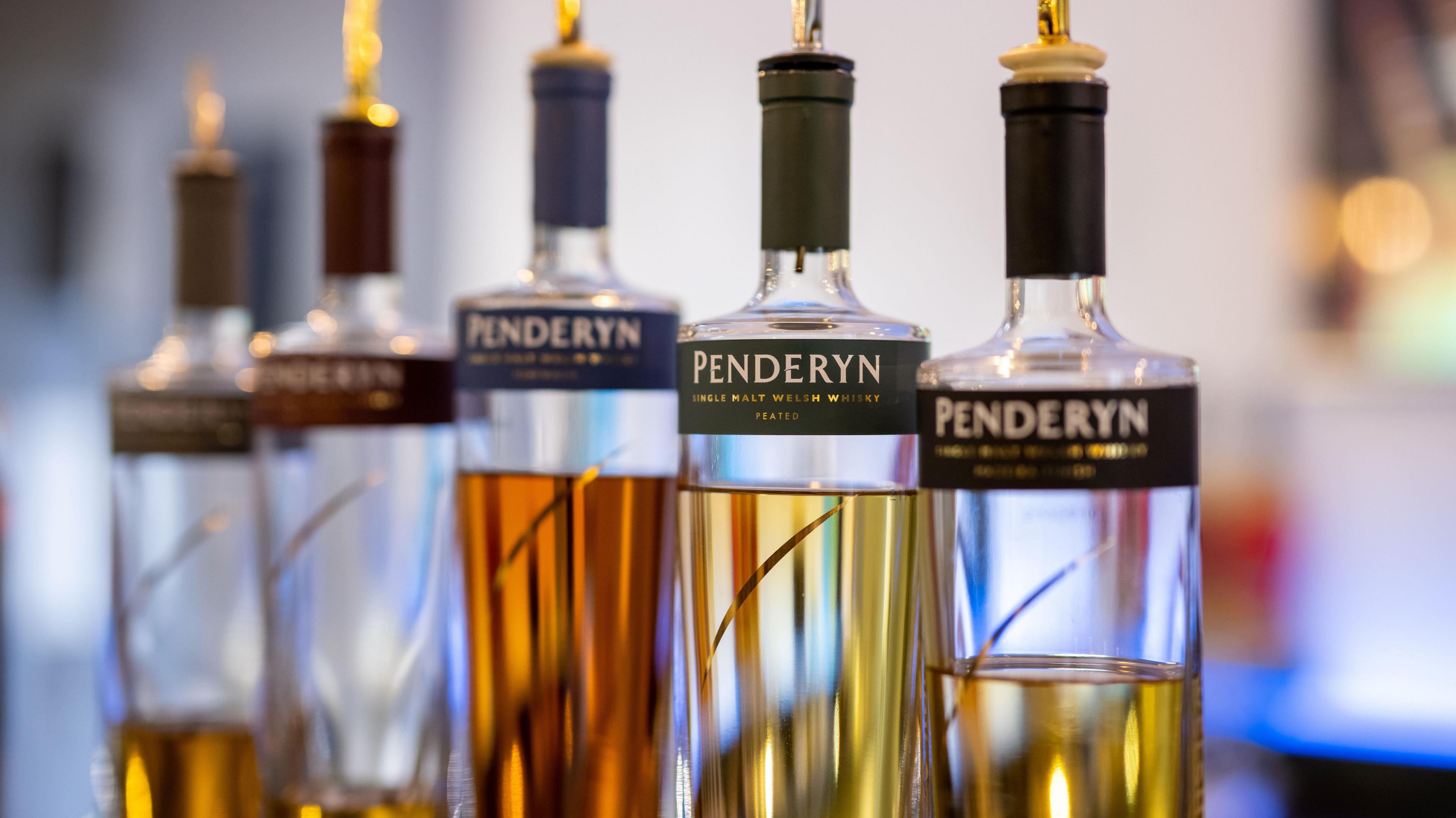 Bottles of Penderyn single malt whisky