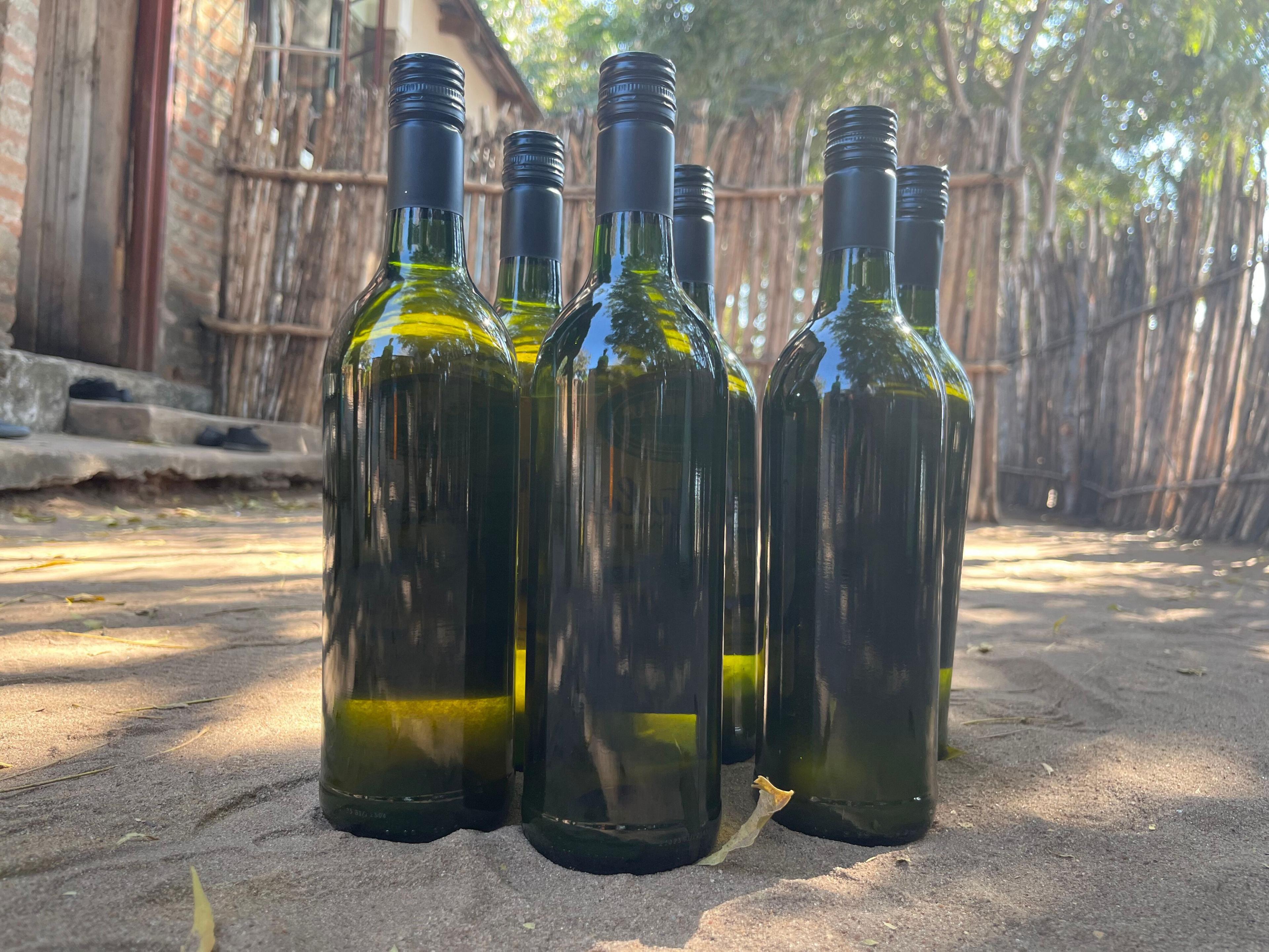 Bottles of banana wine