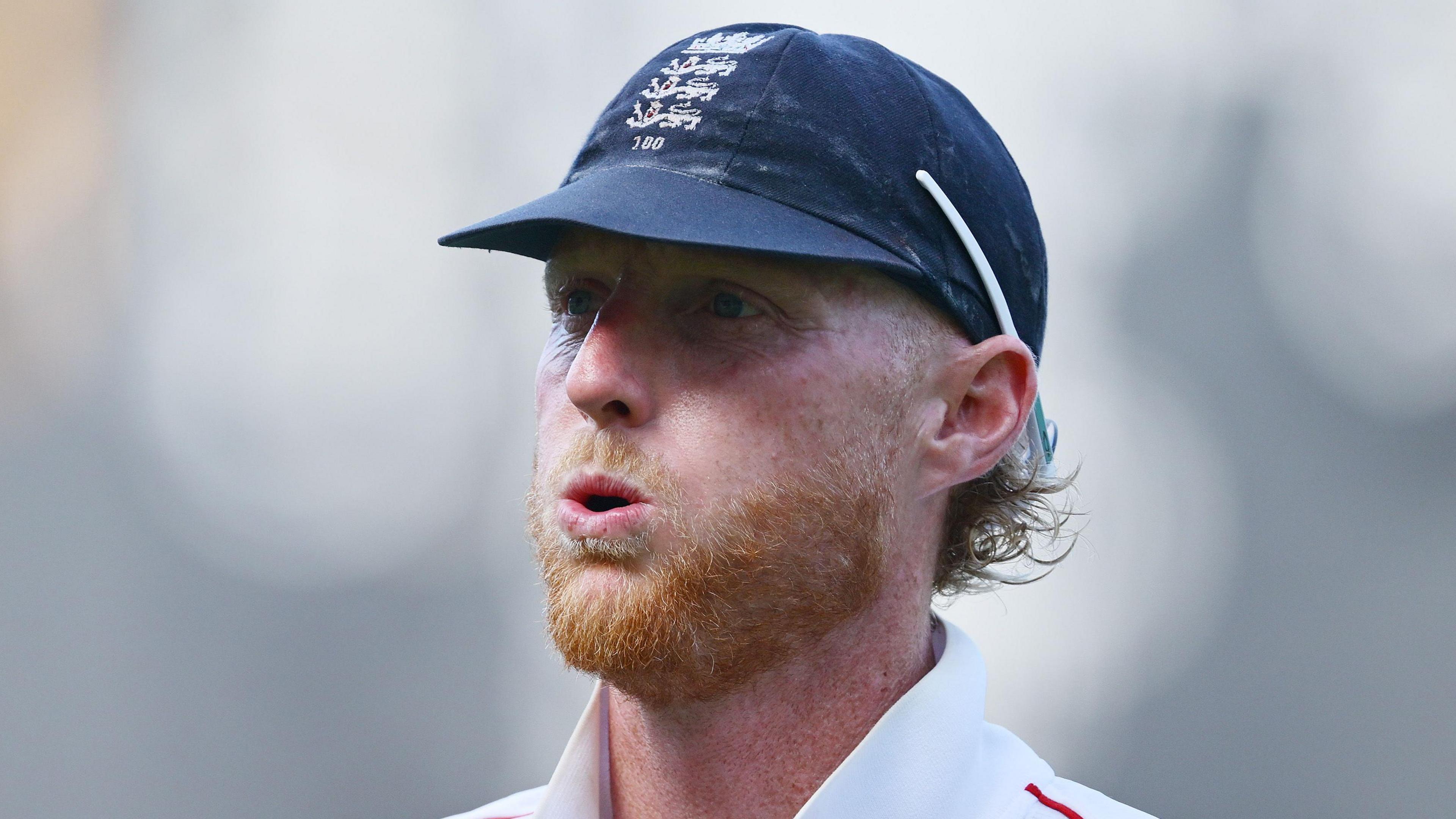 Ben Stokes blows out his cheeks