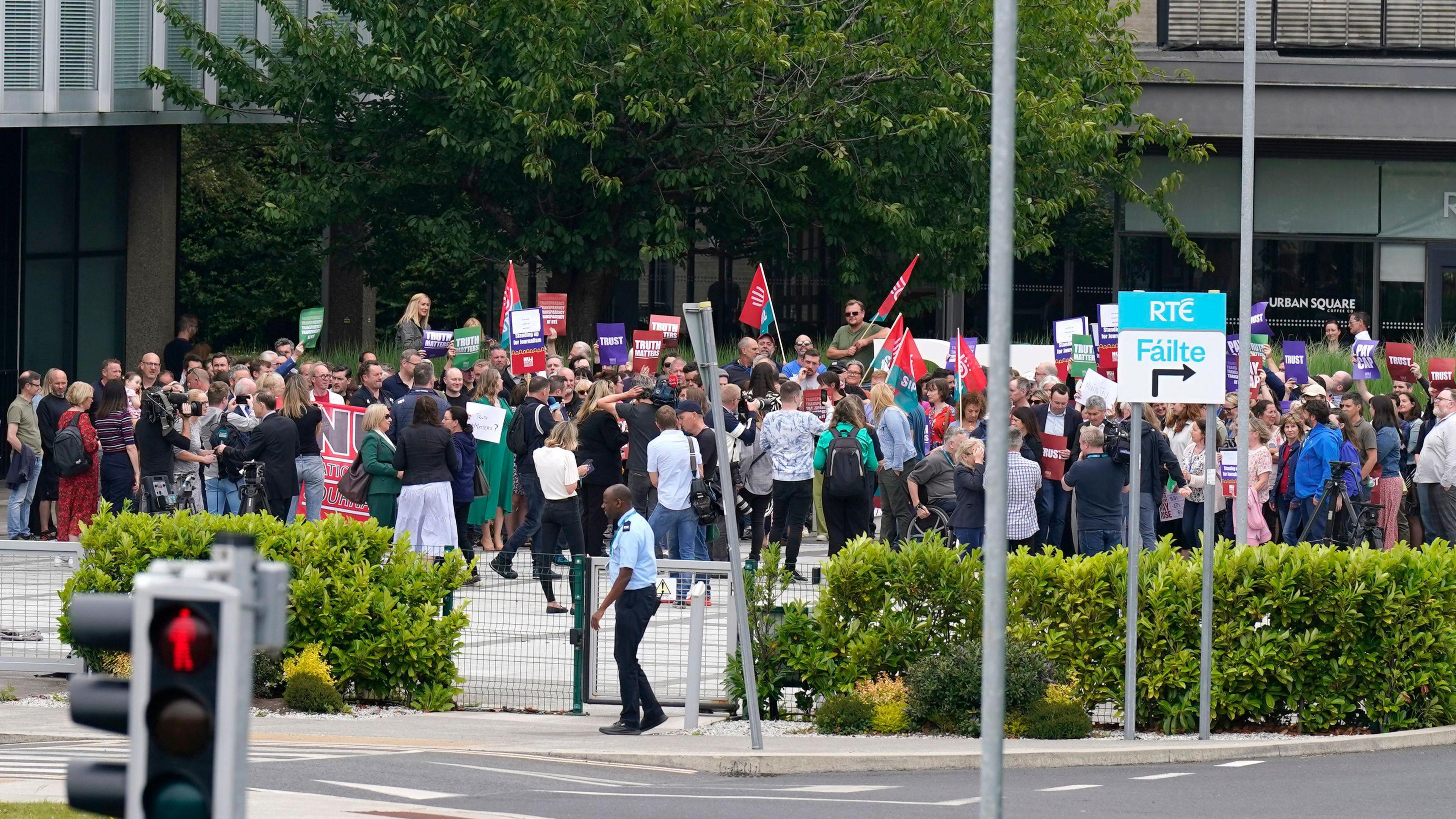 In June RTÉ staff protested outside their HQ over the financial scandal