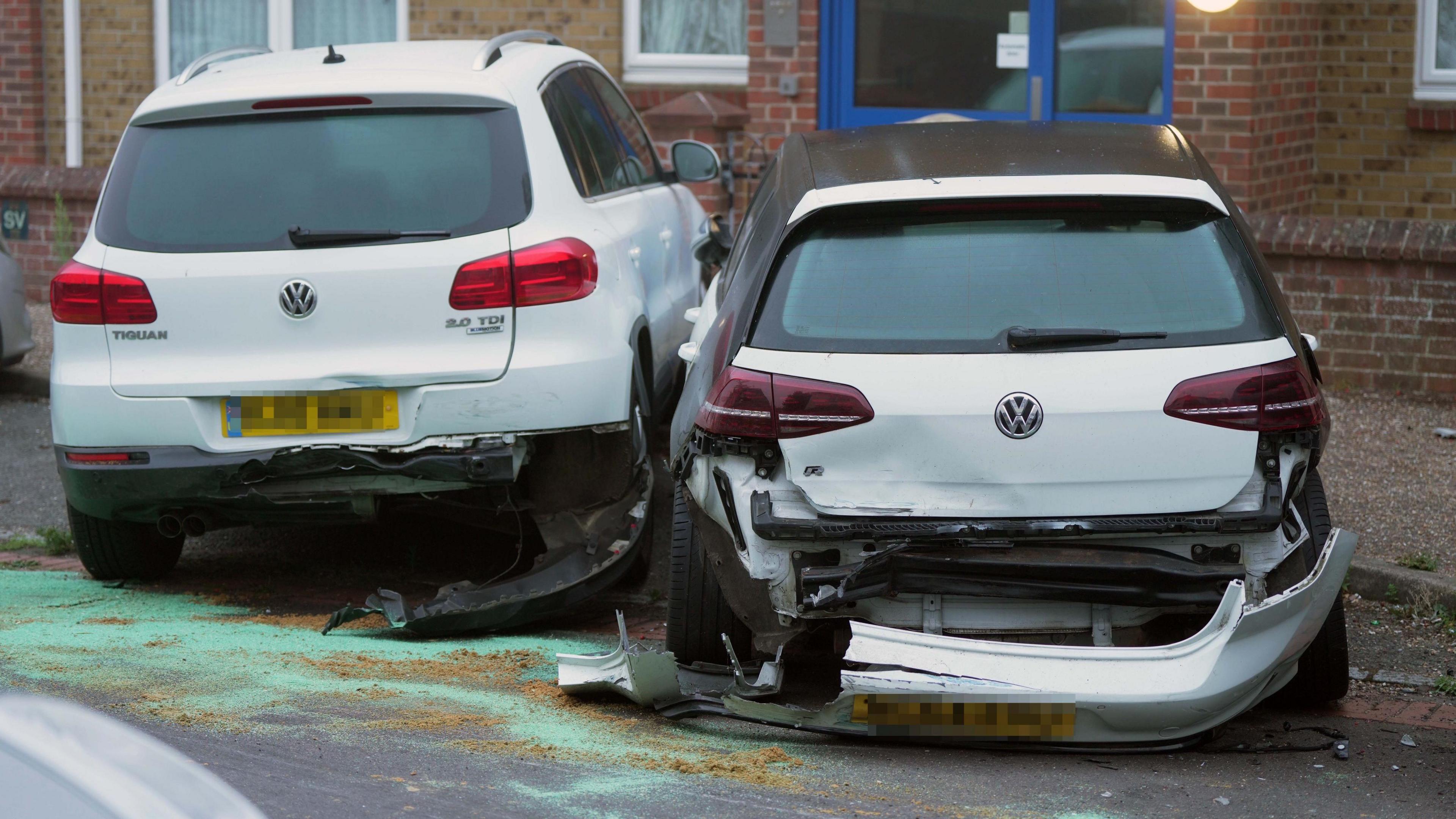 Damaged cars in Bognor