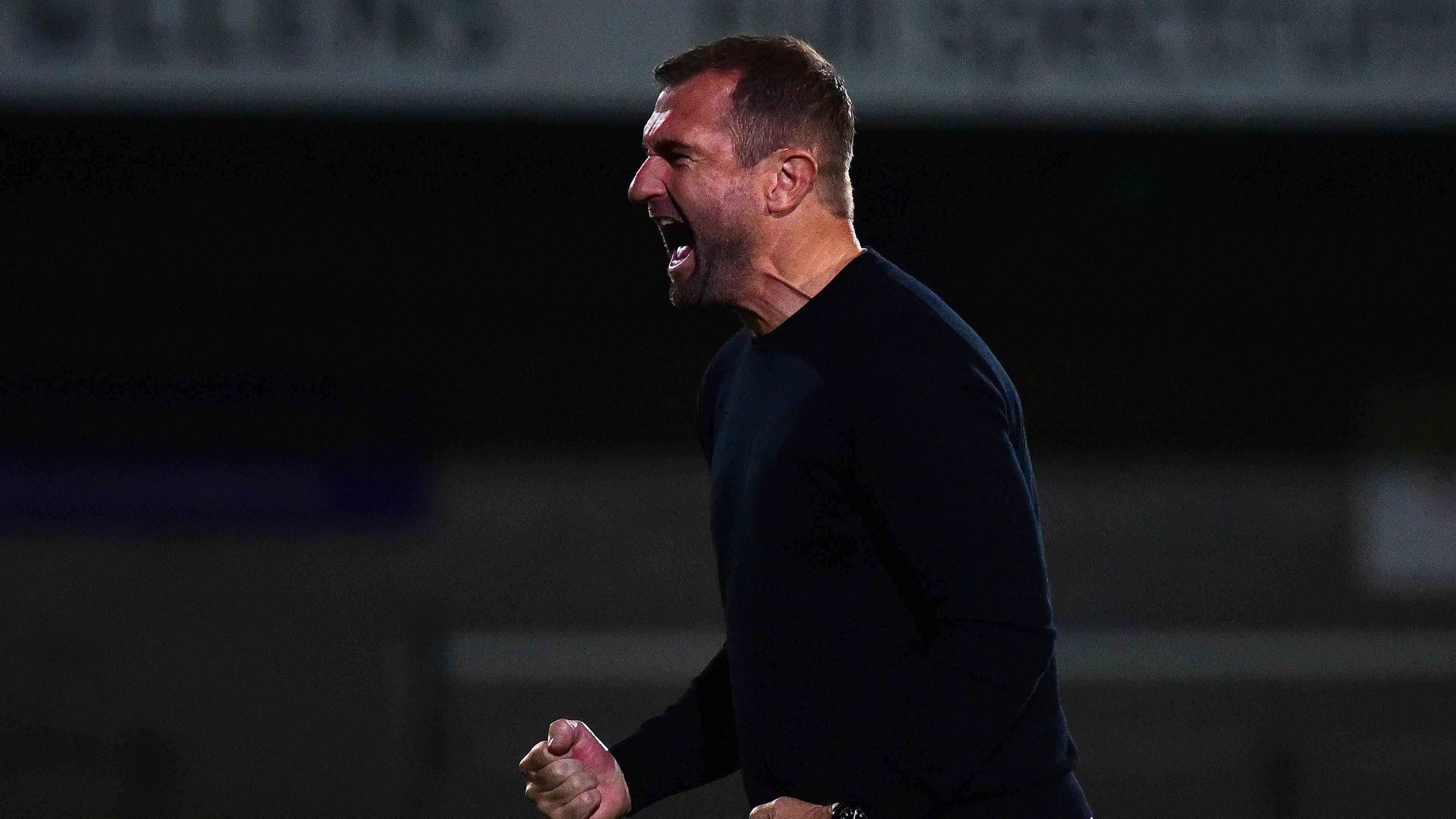 Torquay manager Paul Wotton celebrating