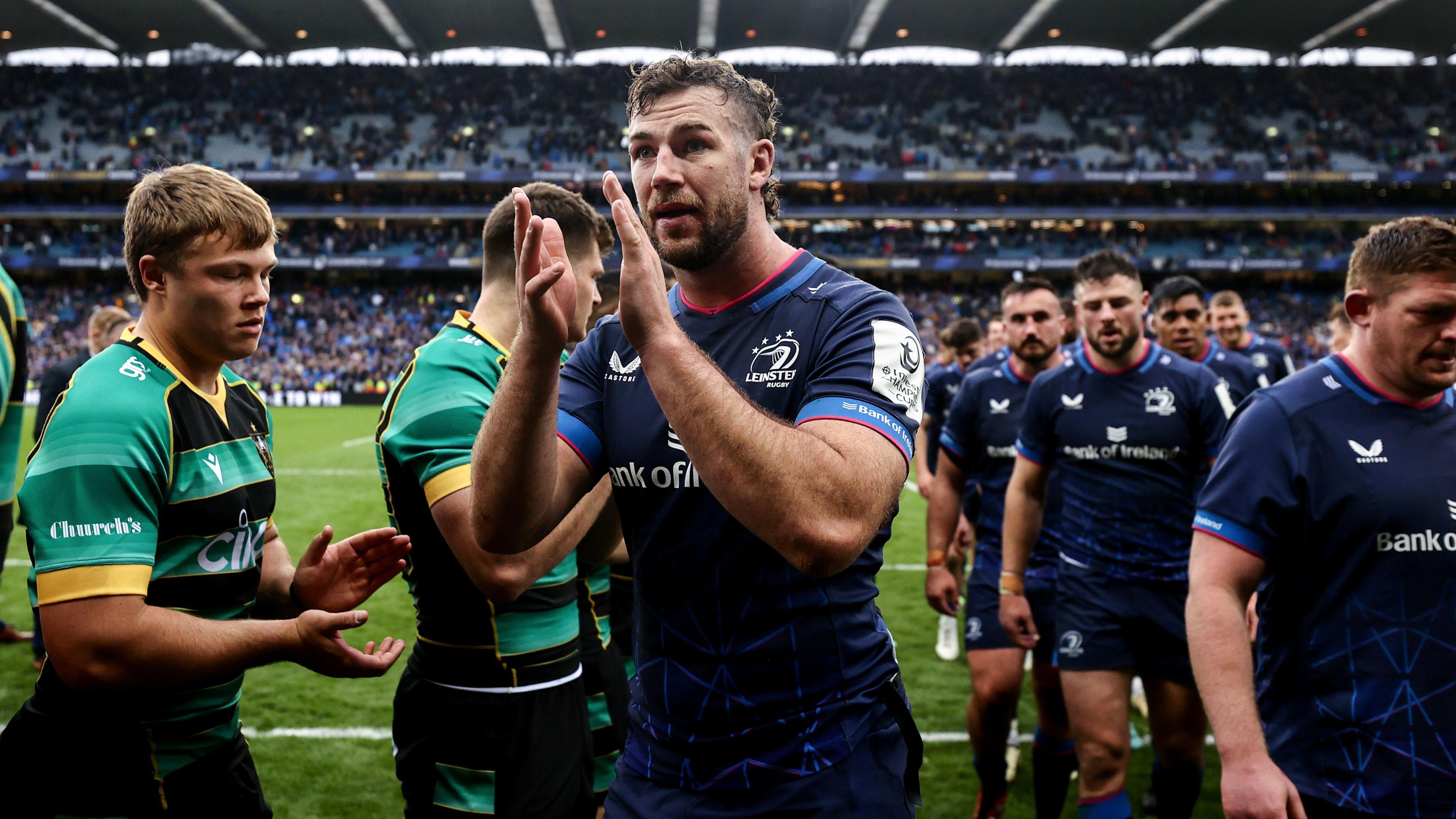 Caelan Doris applauds the crowd after the Croke Park contest