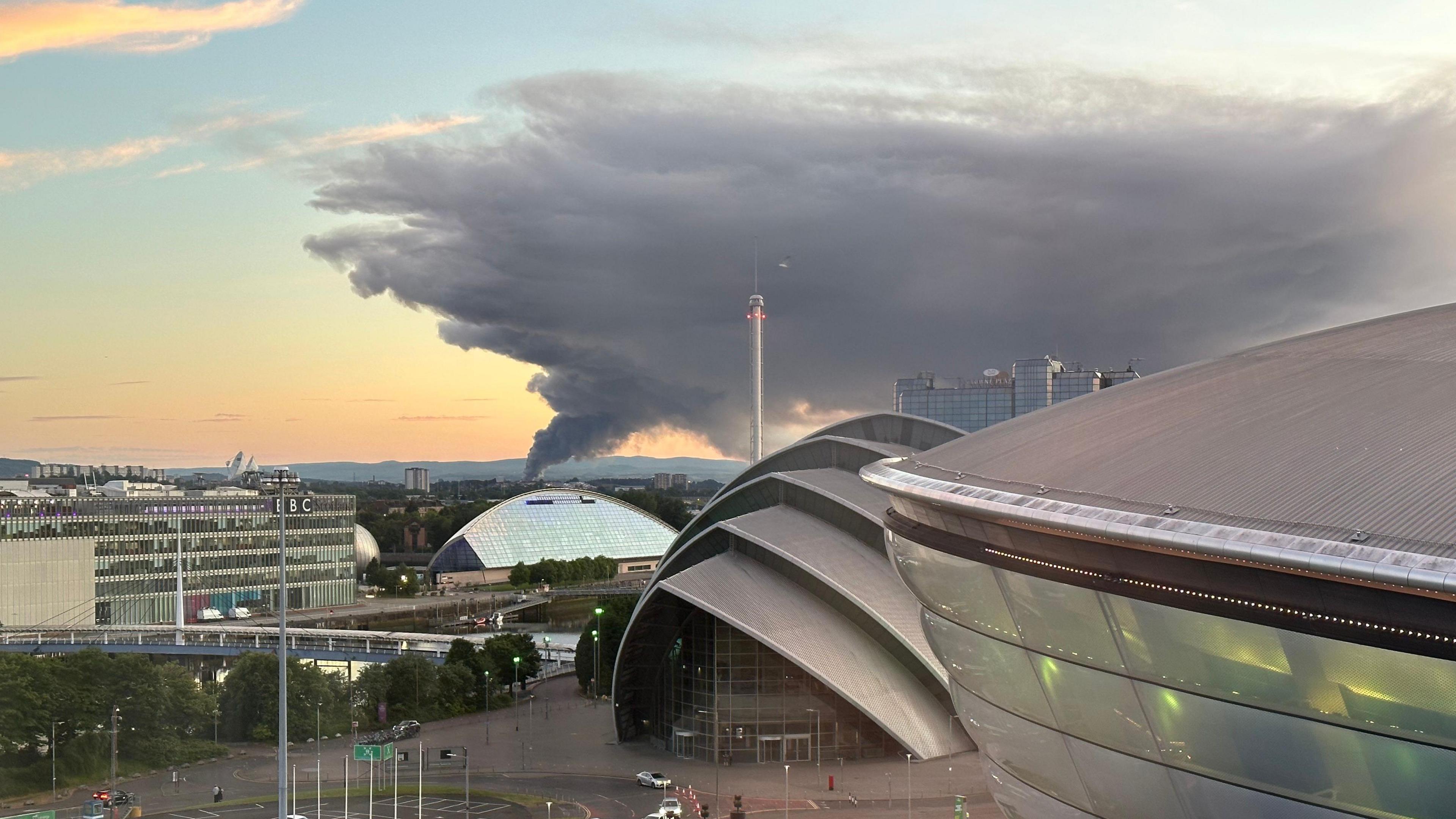 Smoke billowing towards Glasgow