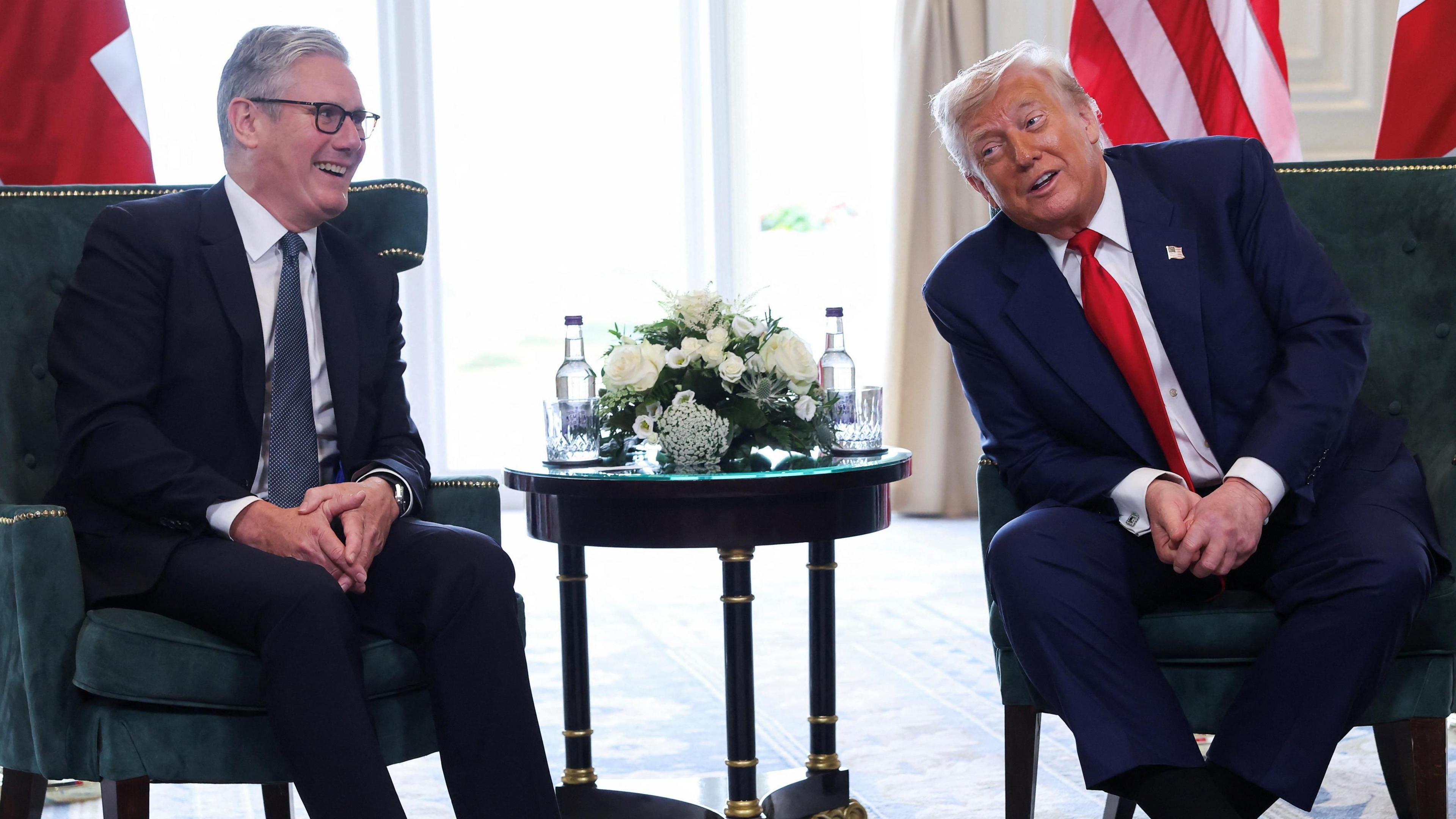 US President Donald Trump and British Prime Minister Keir Starmer meet  at Turnberry, following talks between the leaders.