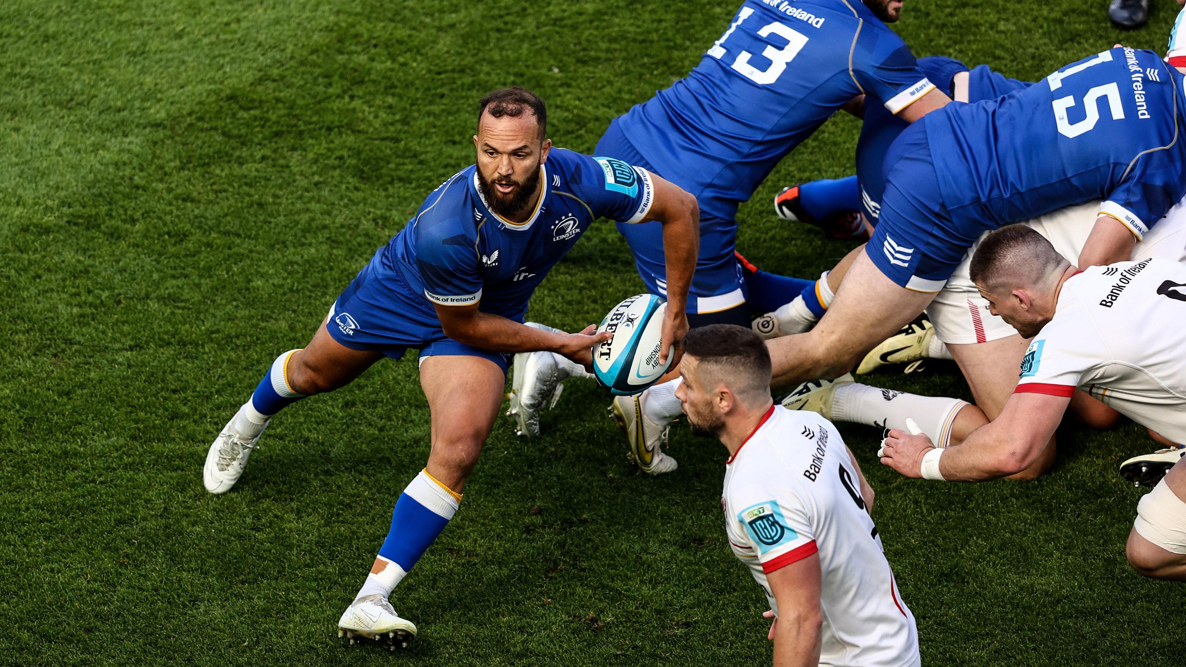 Gibson-Park plays a pass against Ulster