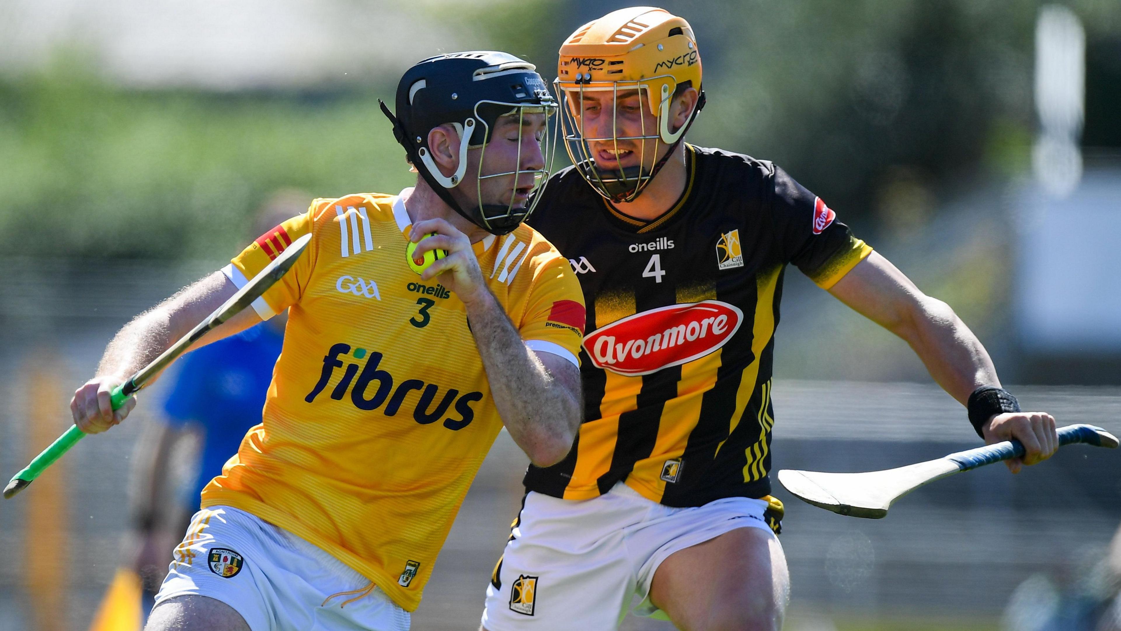  Ryan McGarry of Antrim in action against Shane Murphy of Kilkenny