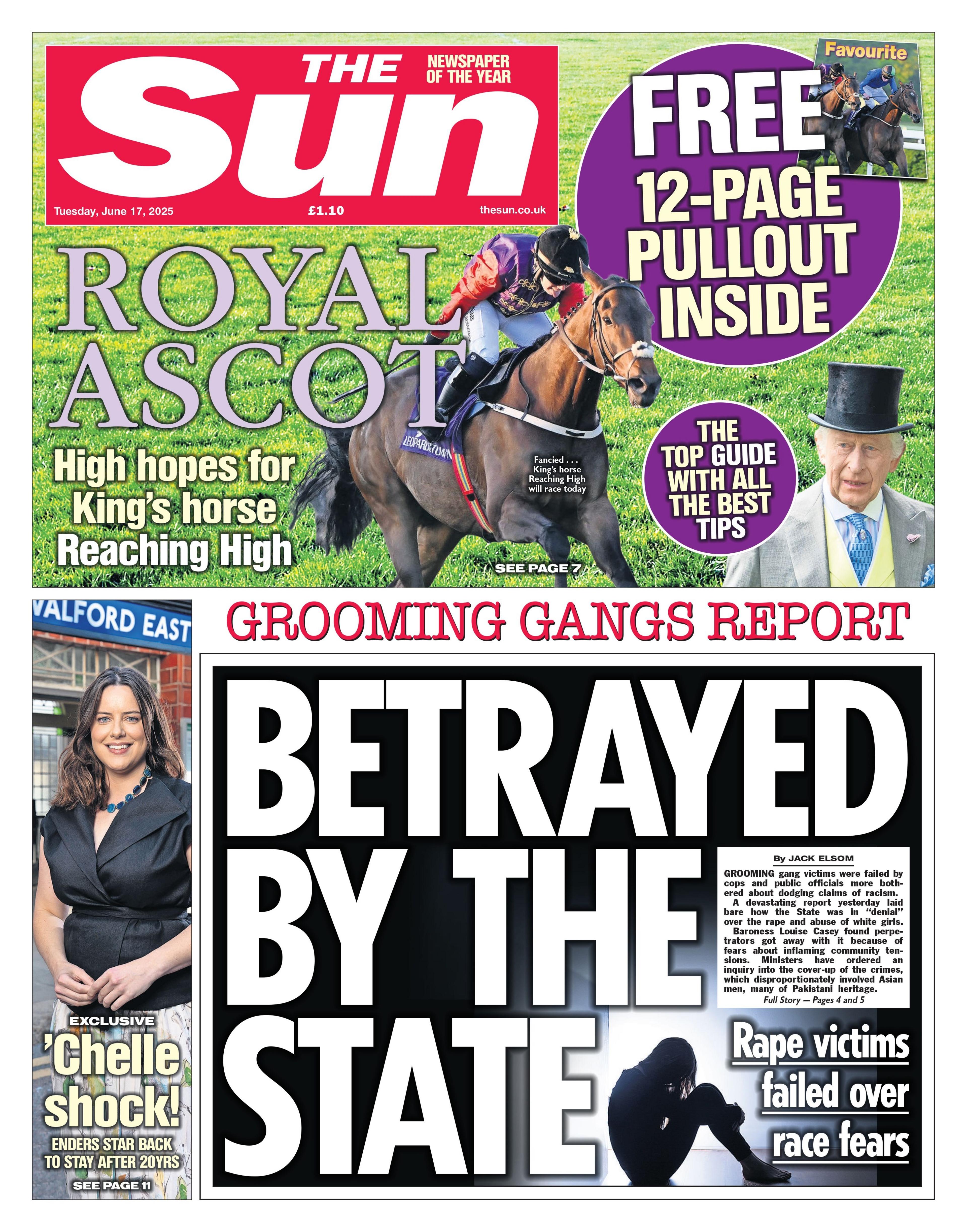 The headline on the front page of the Sun reads: "Betrayed by the state".