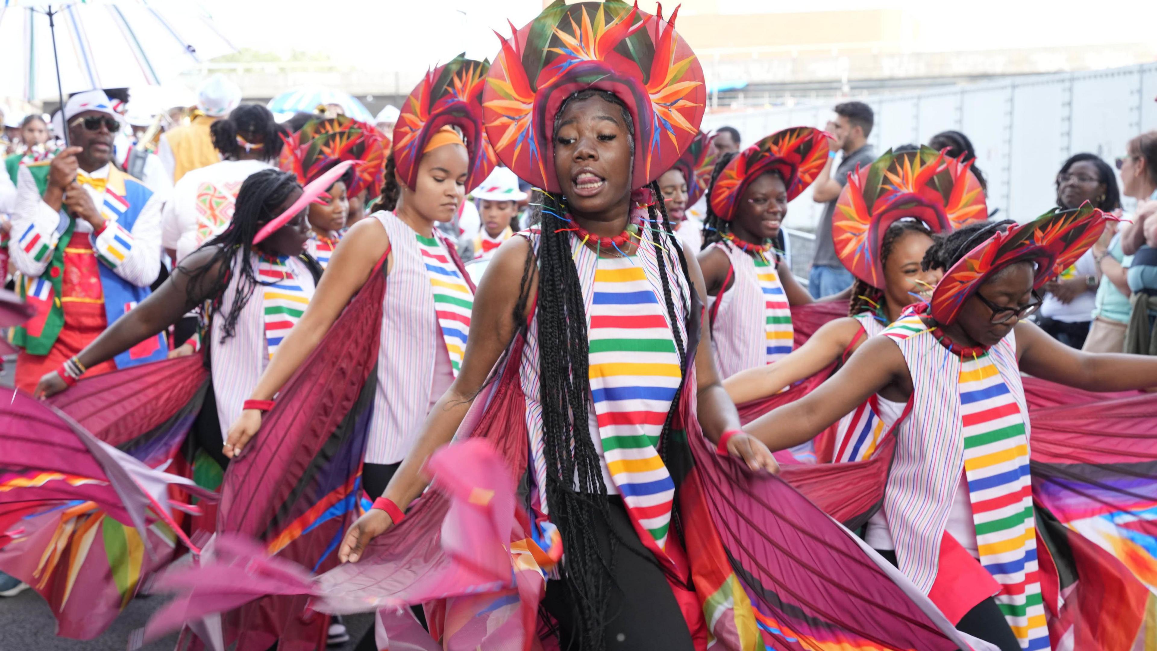 Kinetika Bloco taking part in the Children's Day Parade