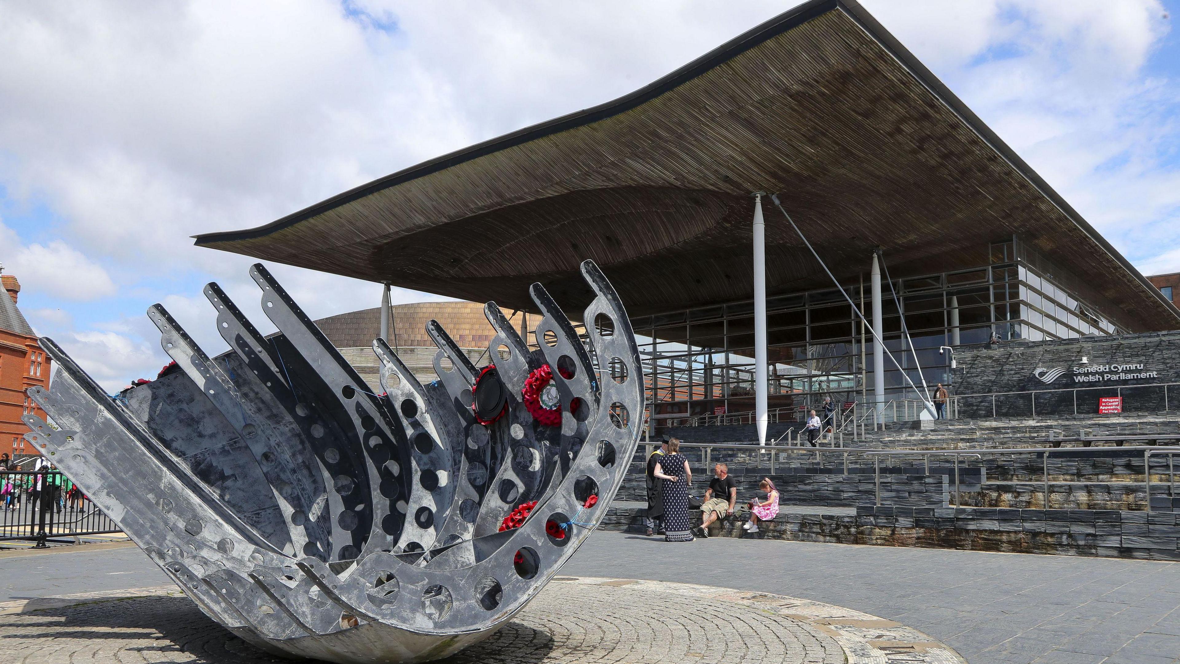 Outside view of the Senedd buildings in Cardiff