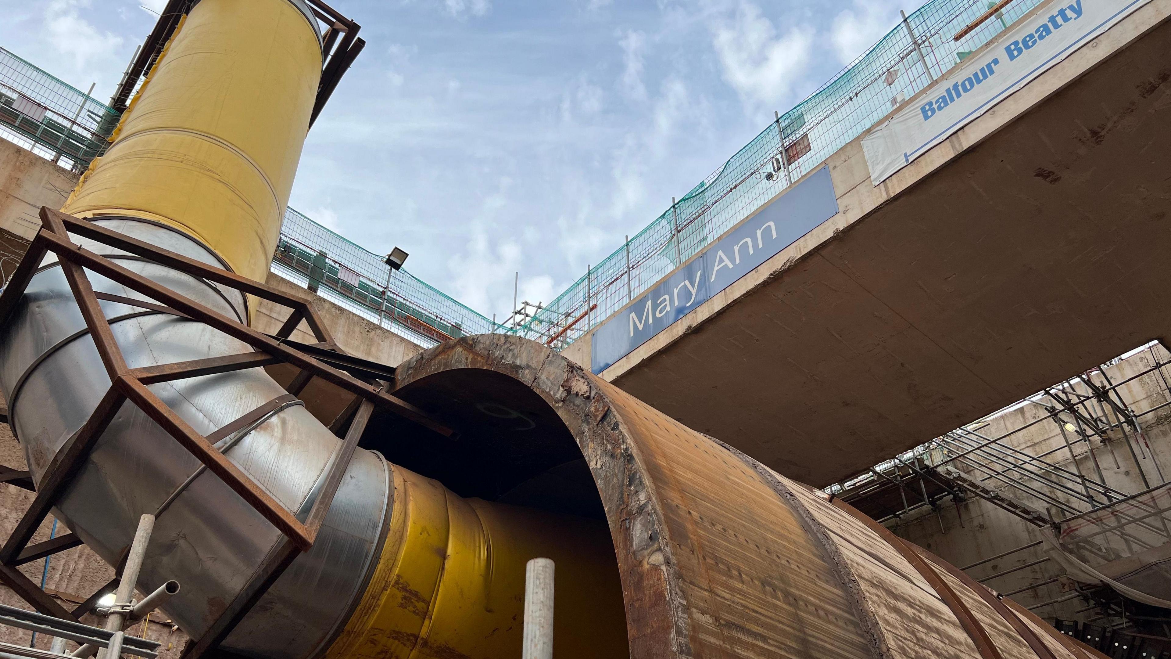 A HS2 building site at the Bromford Tunnel, built by the Mary Ann machine