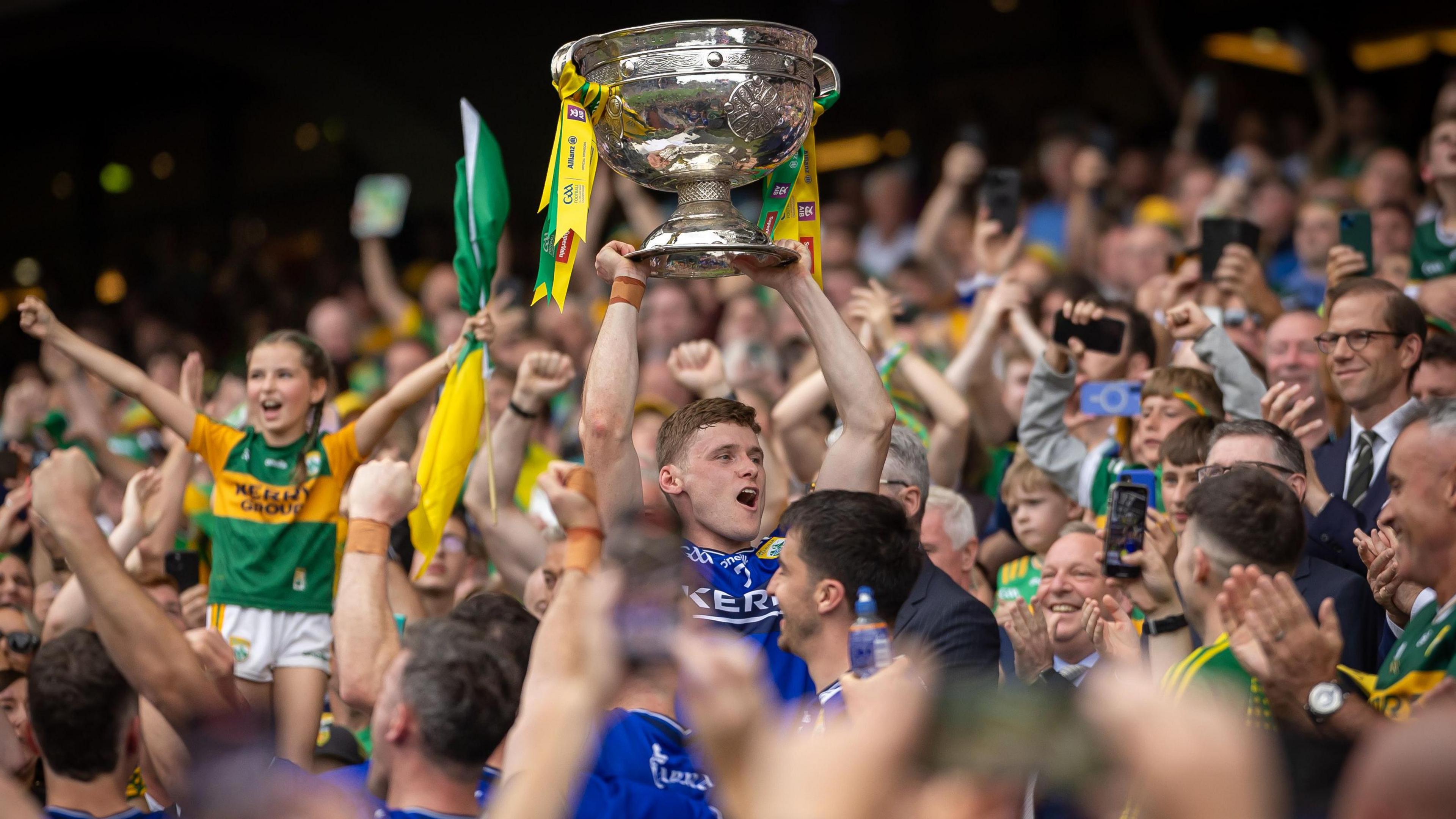Gavin White lifts the Sam Maguire Cup