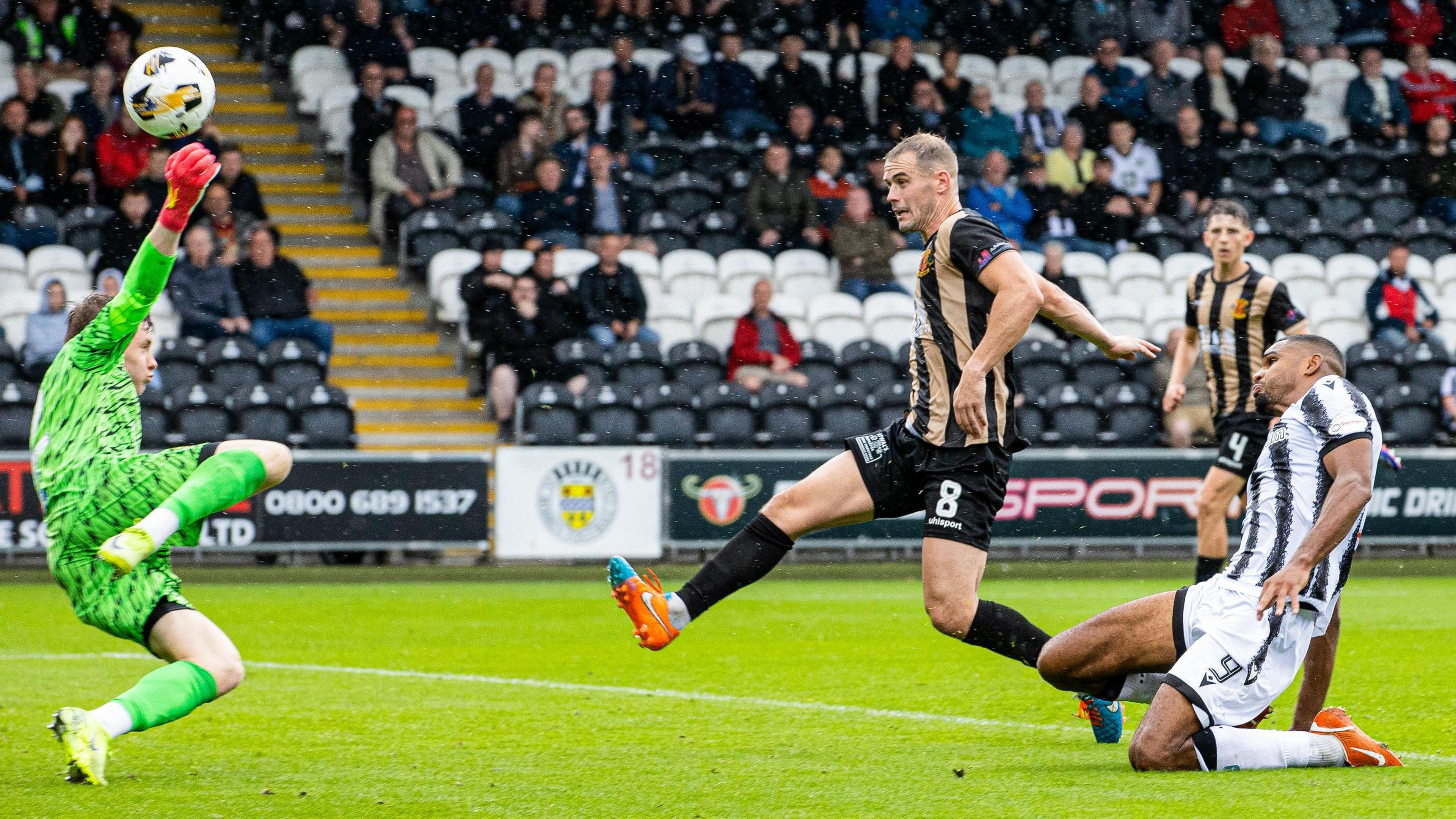 Mikael Mandron scores for St Mirren against Annan Athletic