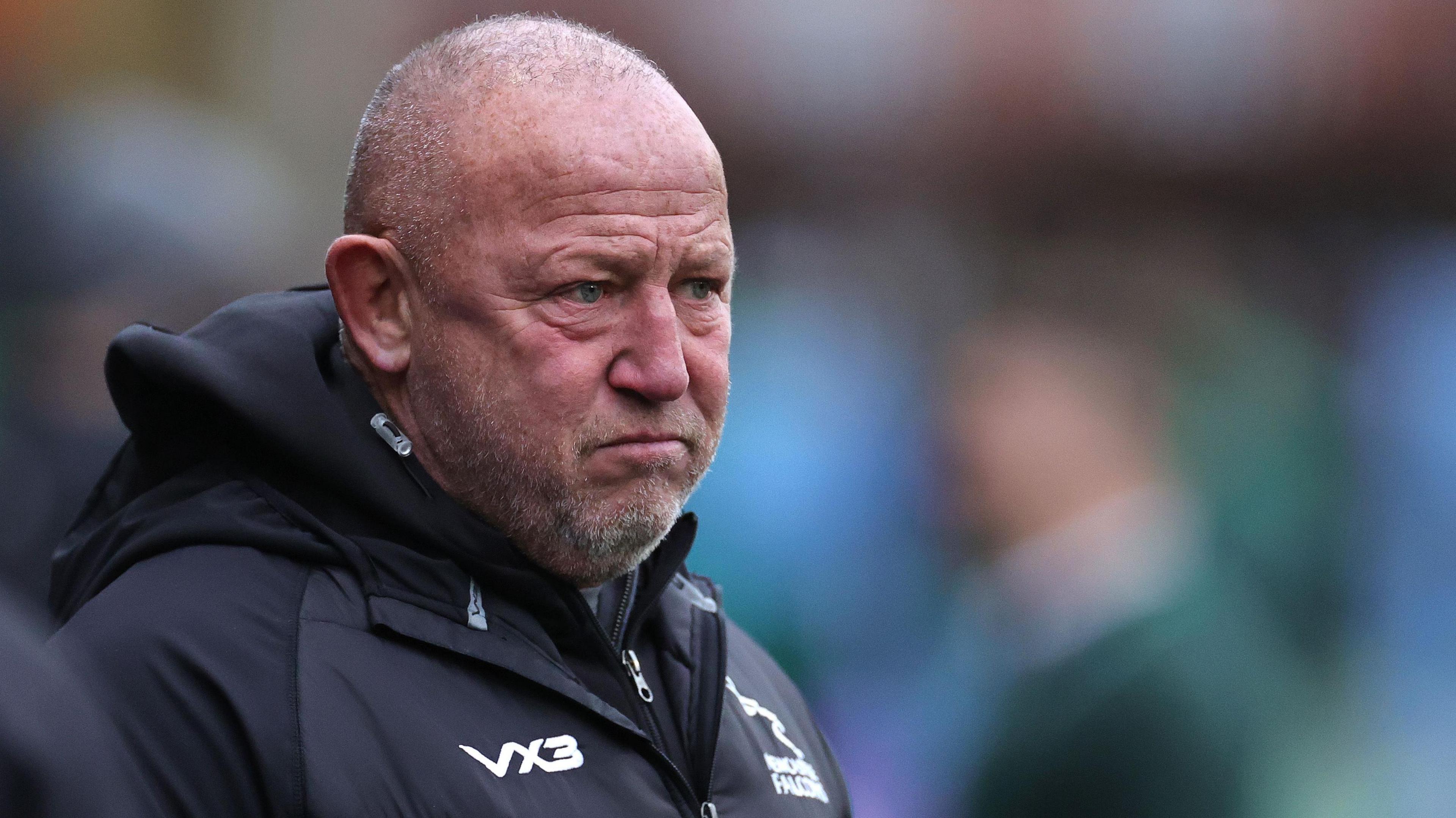 Steve Diamond watching his Newcastle team play Northampton