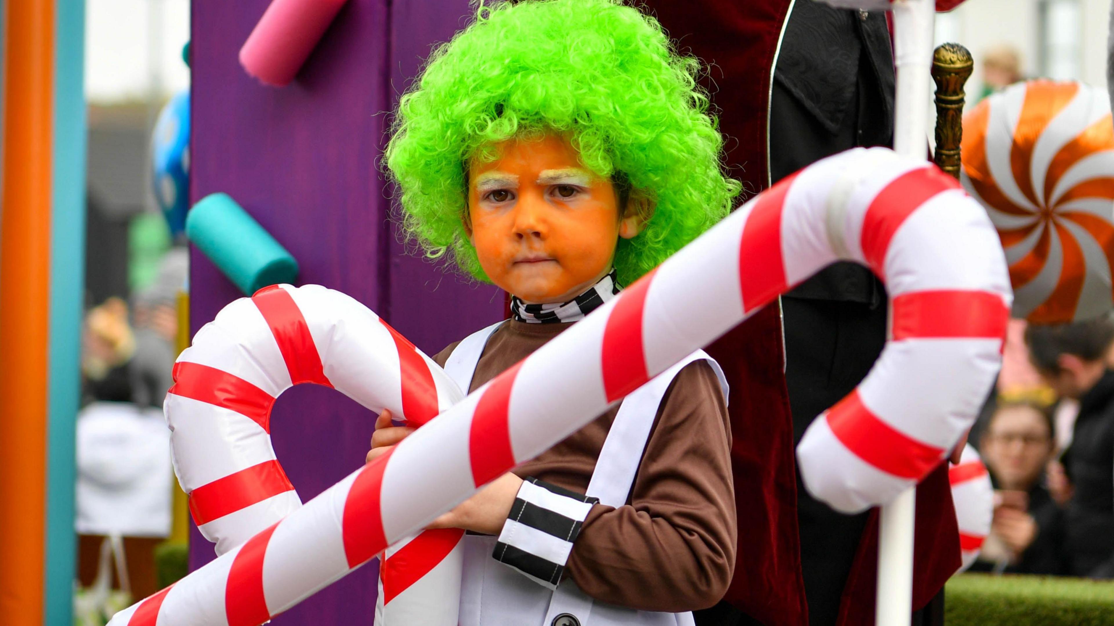 Child dressed as Oompa Loompa