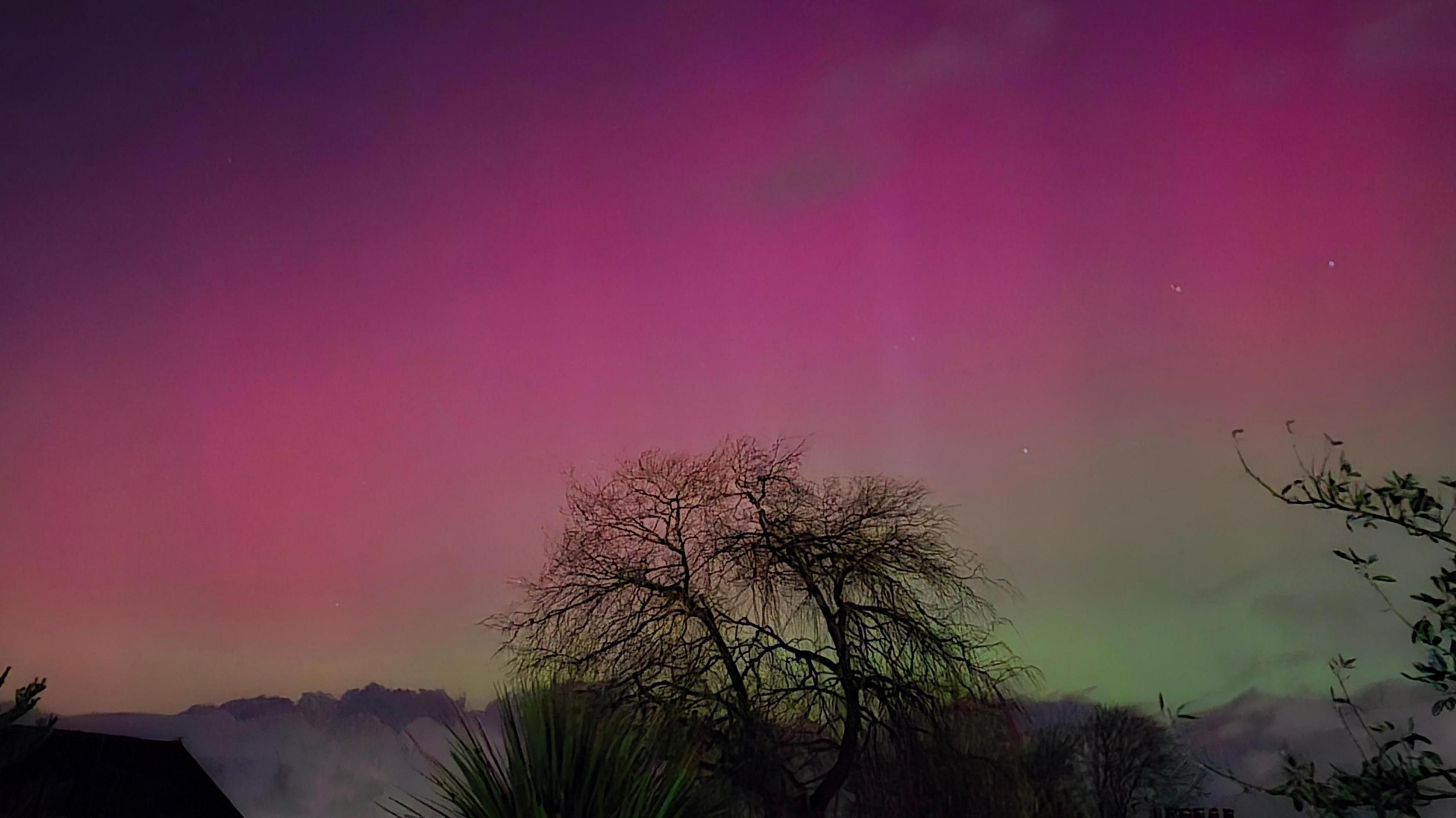 Northern lights visible over Kilburn in Derbyshire