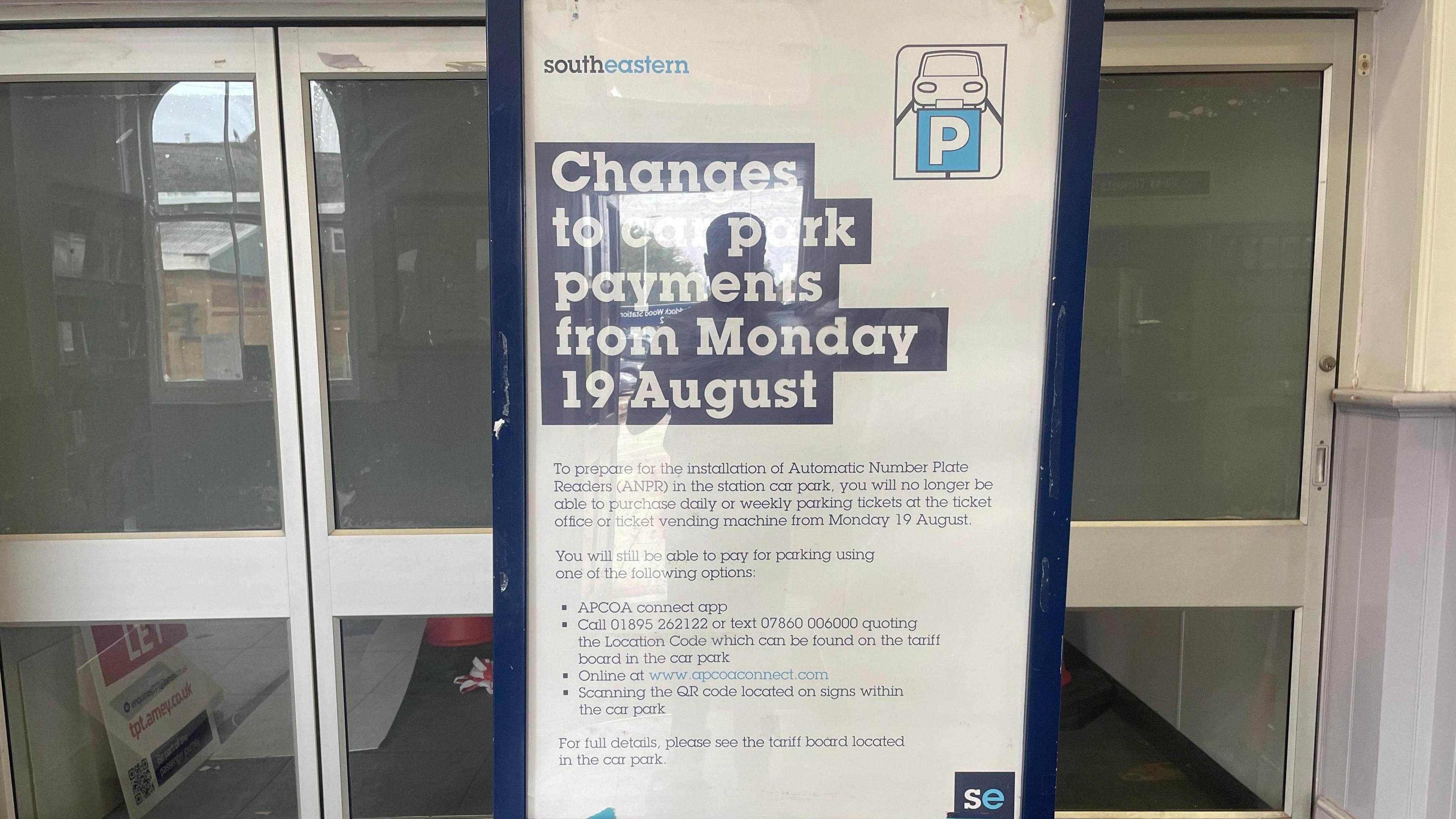 A poster outlining the station car parking changes at Paddock Wood.