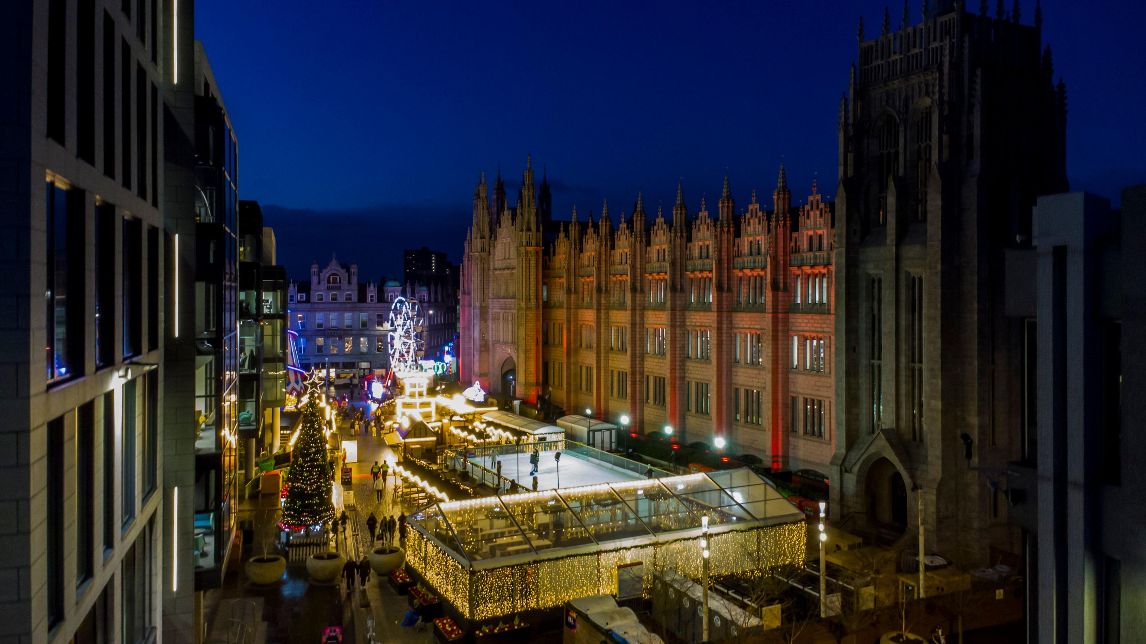 A view of the Christmas market in Aberdeen
