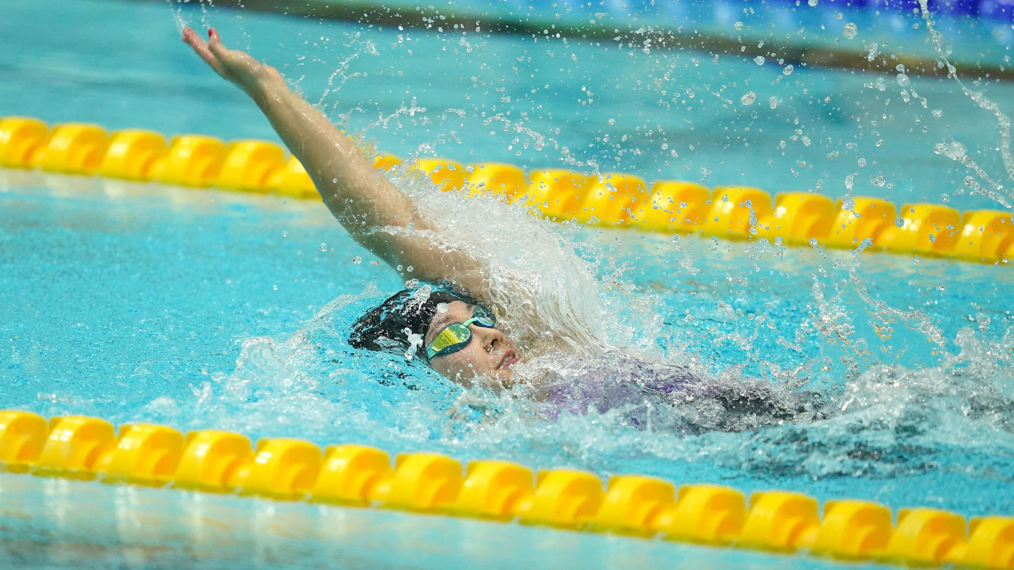 Great Britain's Alice Tai in the Women's 100m Backstroke S8 Final during day two of the 2023 Para Swimming World Championships.