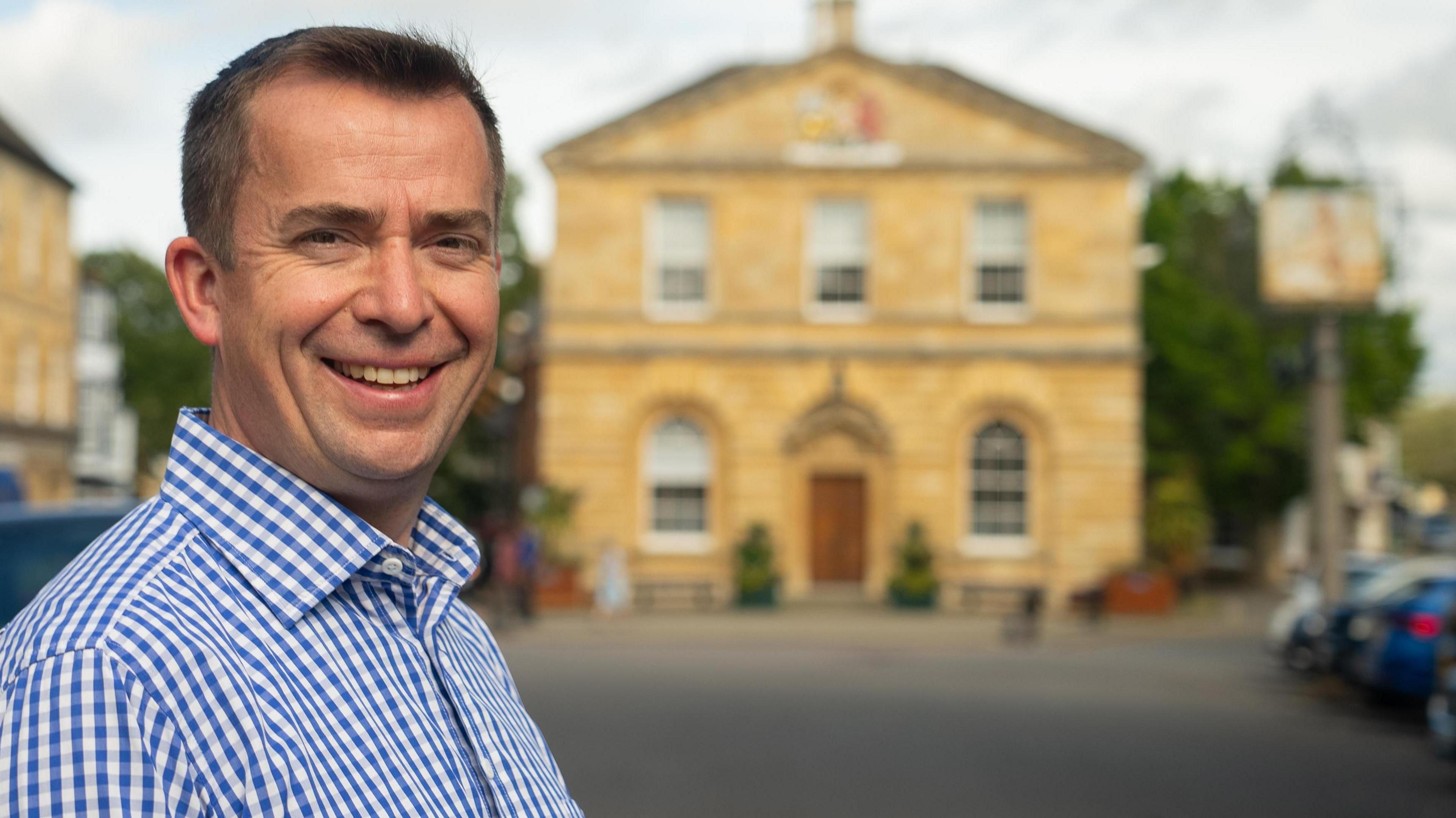 Stock image of Calum Miller outside Woodstock Town Hall.
