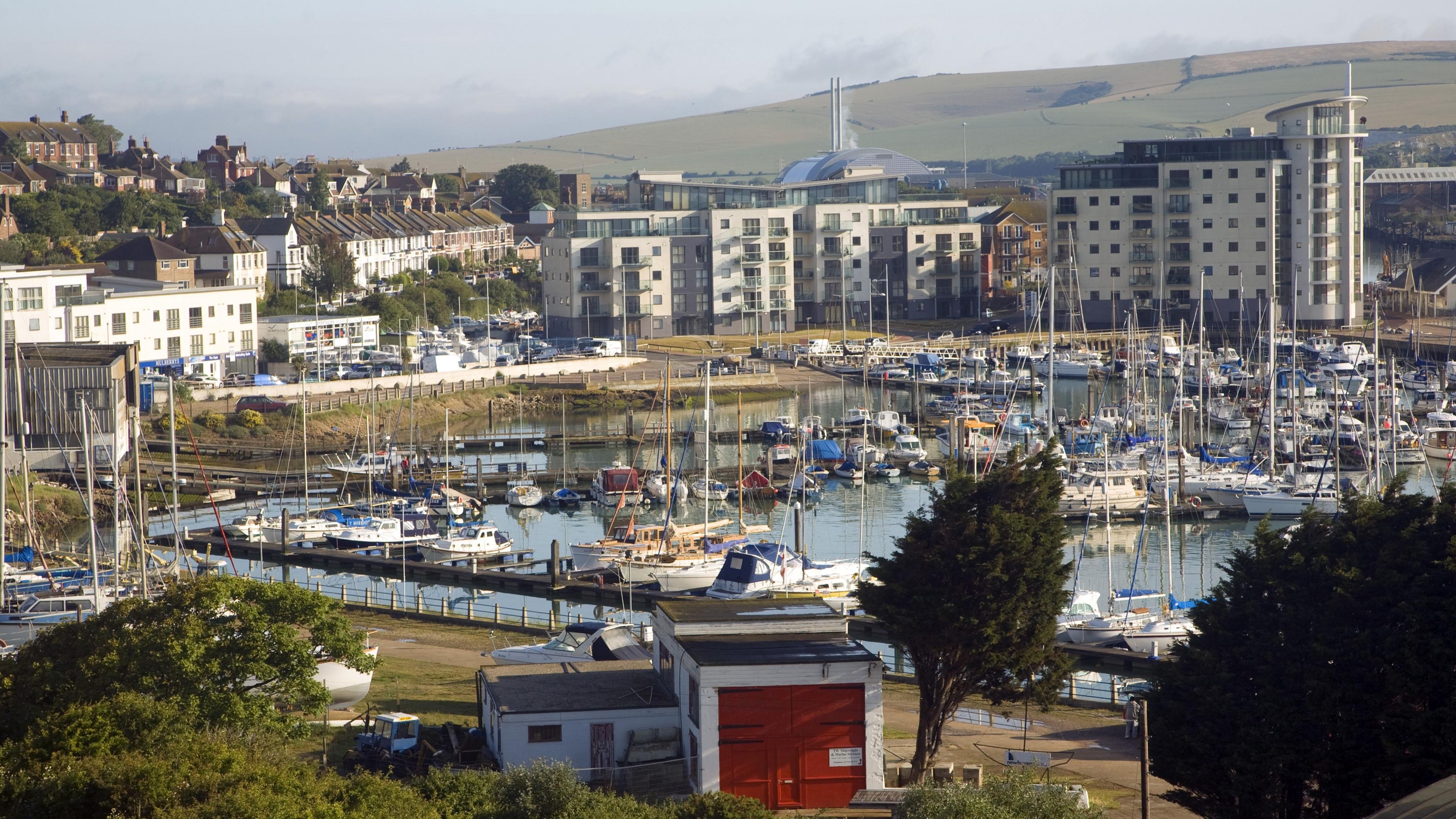 View over the marina and town of Newhaven