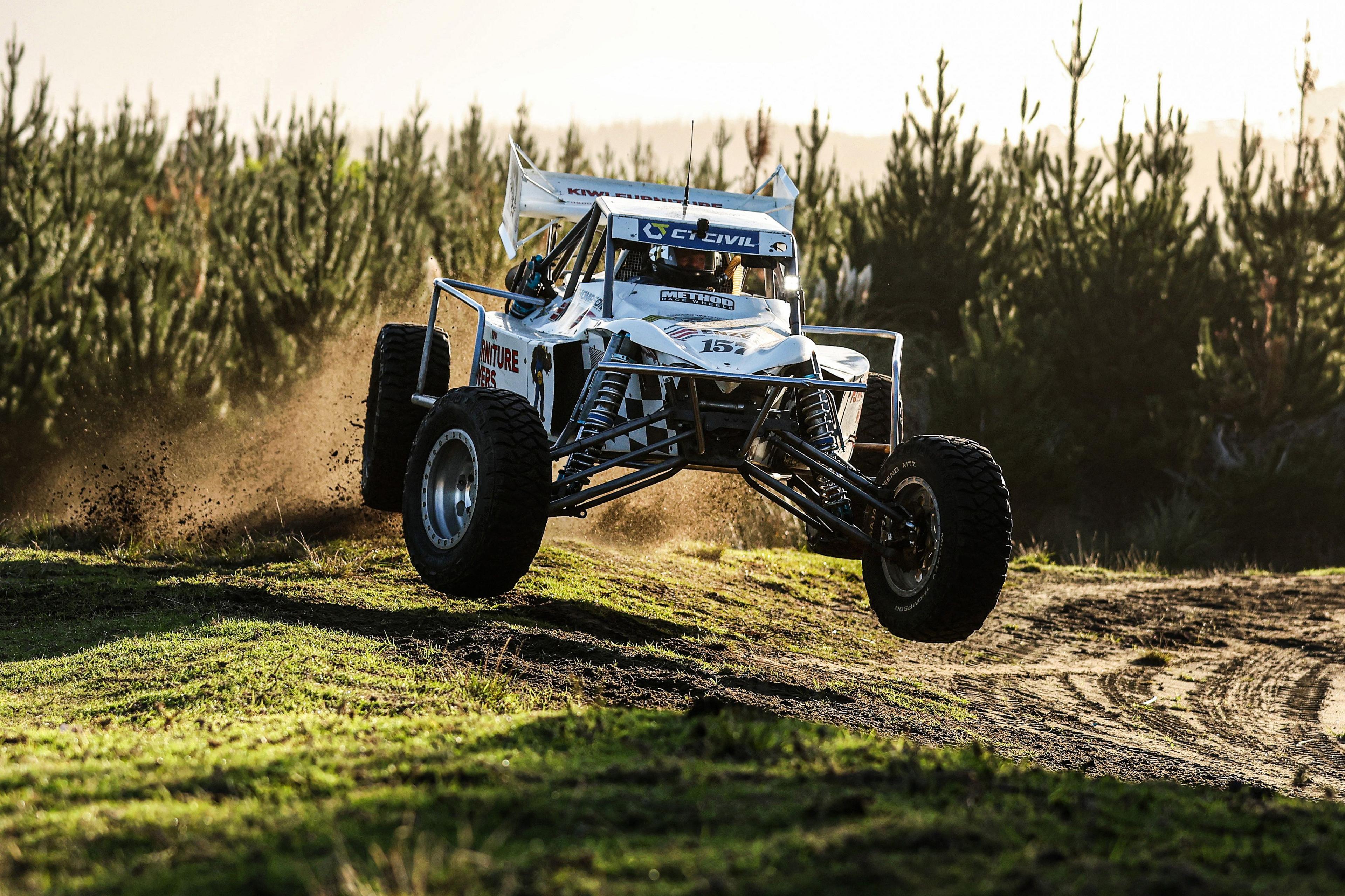 Tony McCall competes during the Woodhill 100 Off-Road Race & NZ Offroad Racing Championship in Woodhill Forest, New Zealand. Photo by Fiona Goodall