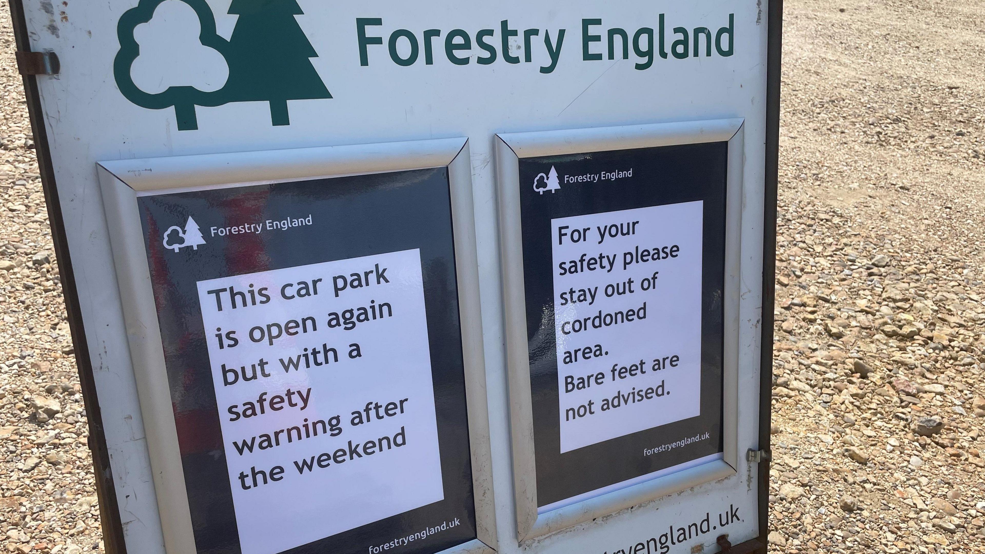 Warning signs at Balmer Lawn car park