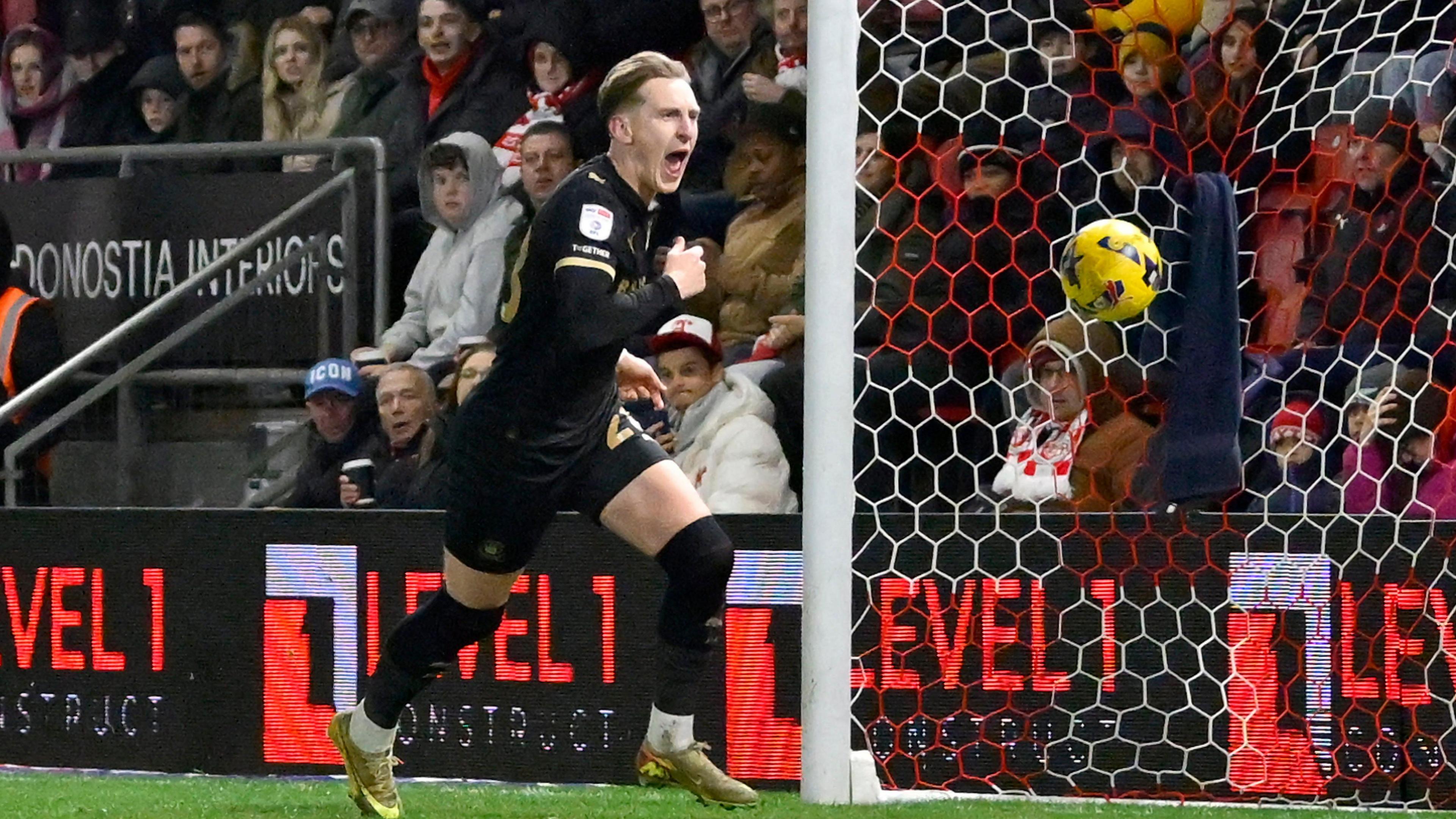 Ronan Curtis celebrating after scoring for Plymouth Argyle
