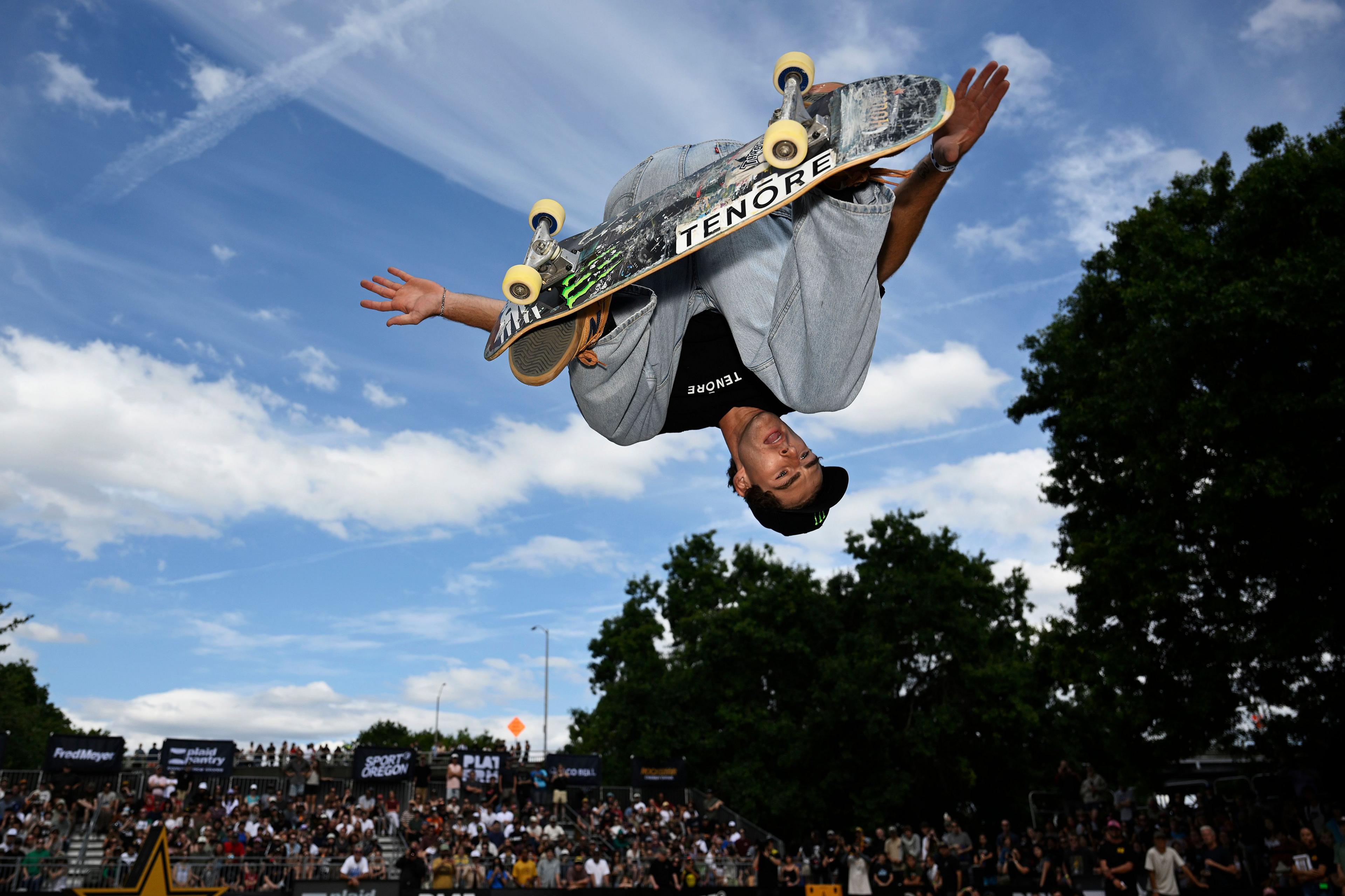 Tom Schaar competes during the men's park finals on Day 3 of the Rockstar Energy Open at Waterfront Park on August 17, 2025 in Portland, Oregon. Photo by Eakin Howard