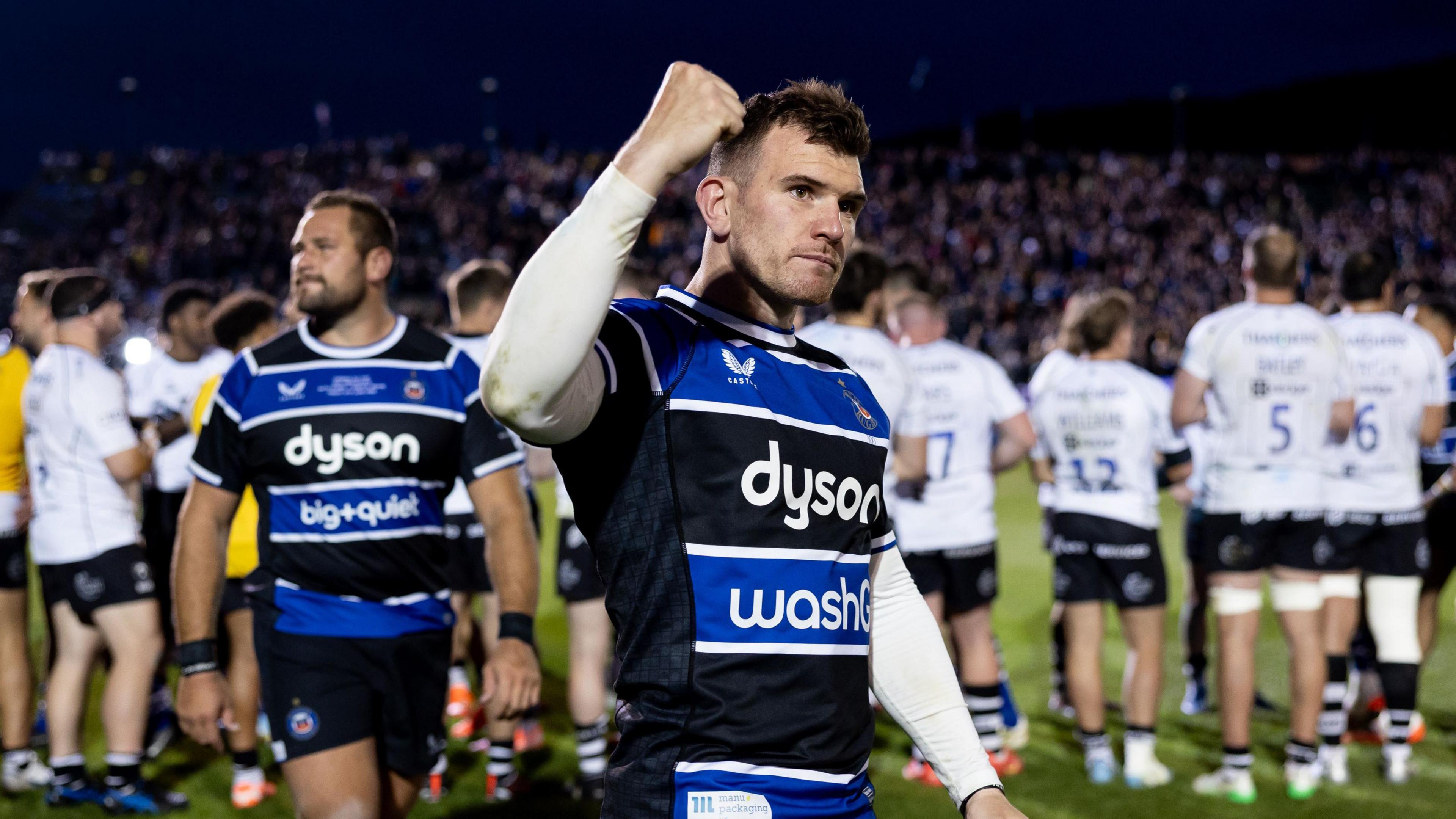 Ben Spencer holds his fist in the air at the end of their semi-final win against Bristol
