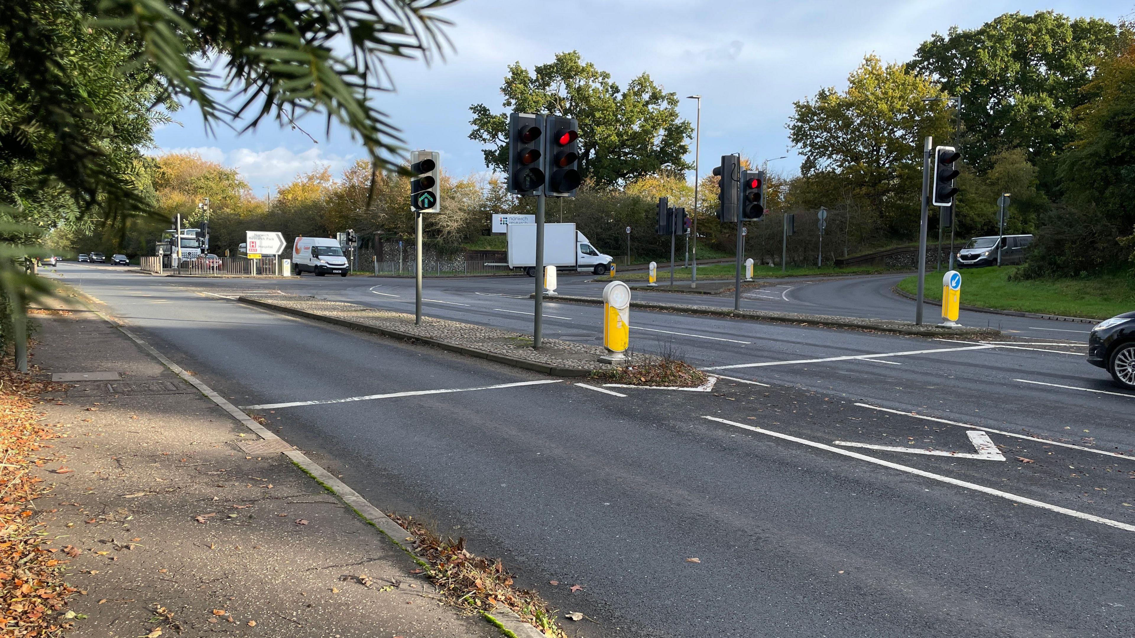 Watton Road at the junction with Colney Lane